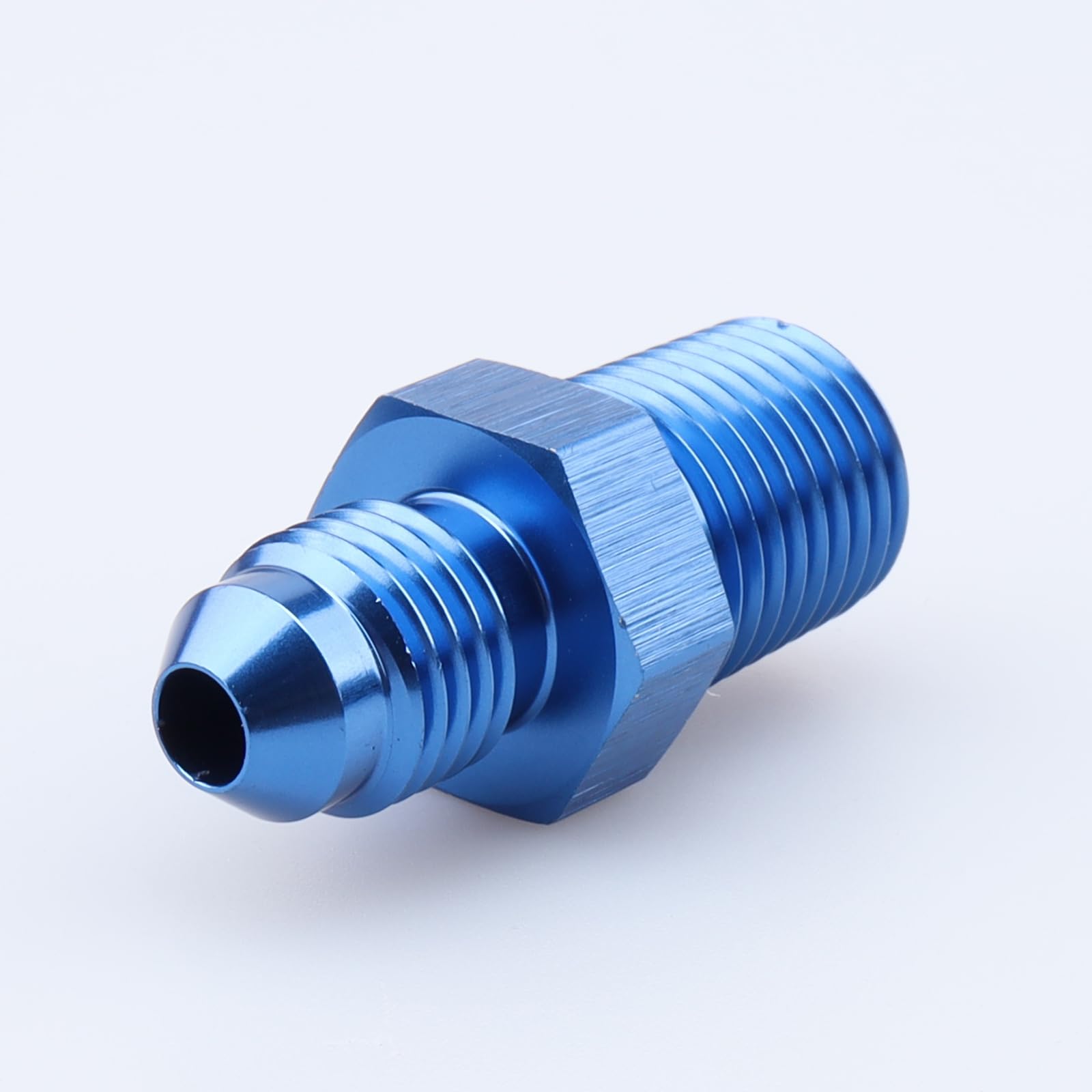 Ac Performance Male 1/4'' Npt To -4 An Flare Adapter Straight Aluminum Blue