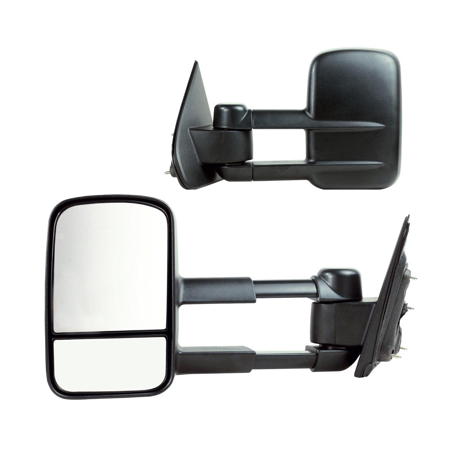 Fit System Towing Mirror Pair For Silverado/Sierra, 2500, 3500, Textured Black, Dual Lens, 1St Design, Foldaway, Manual