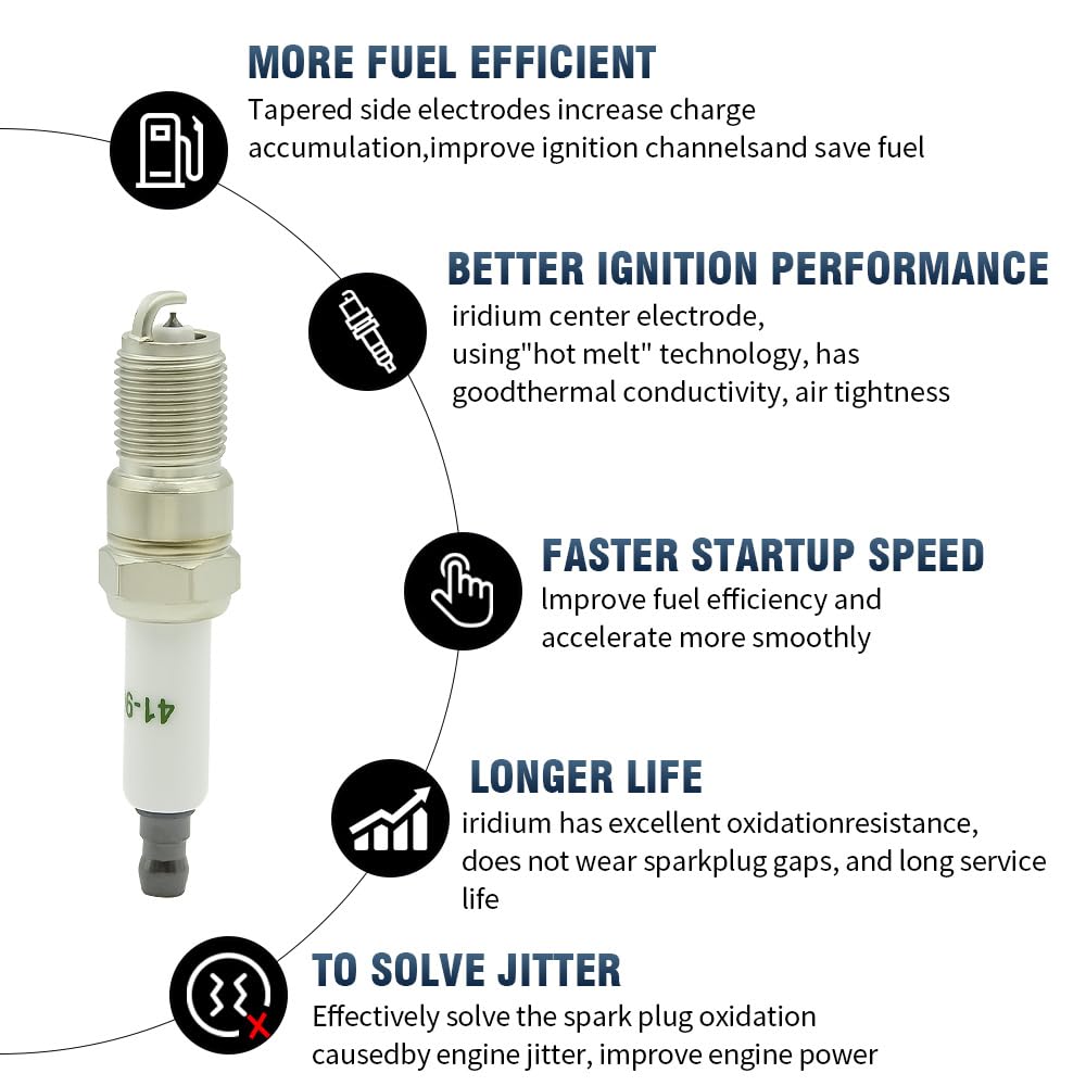 Spark Plugs and Wires for Chevy 5.3L, Spark Plug 41-962 * 8 + Spark Plug Wires *8 9748HH 10.2mm (red) Fit for Chevrolet Silverad