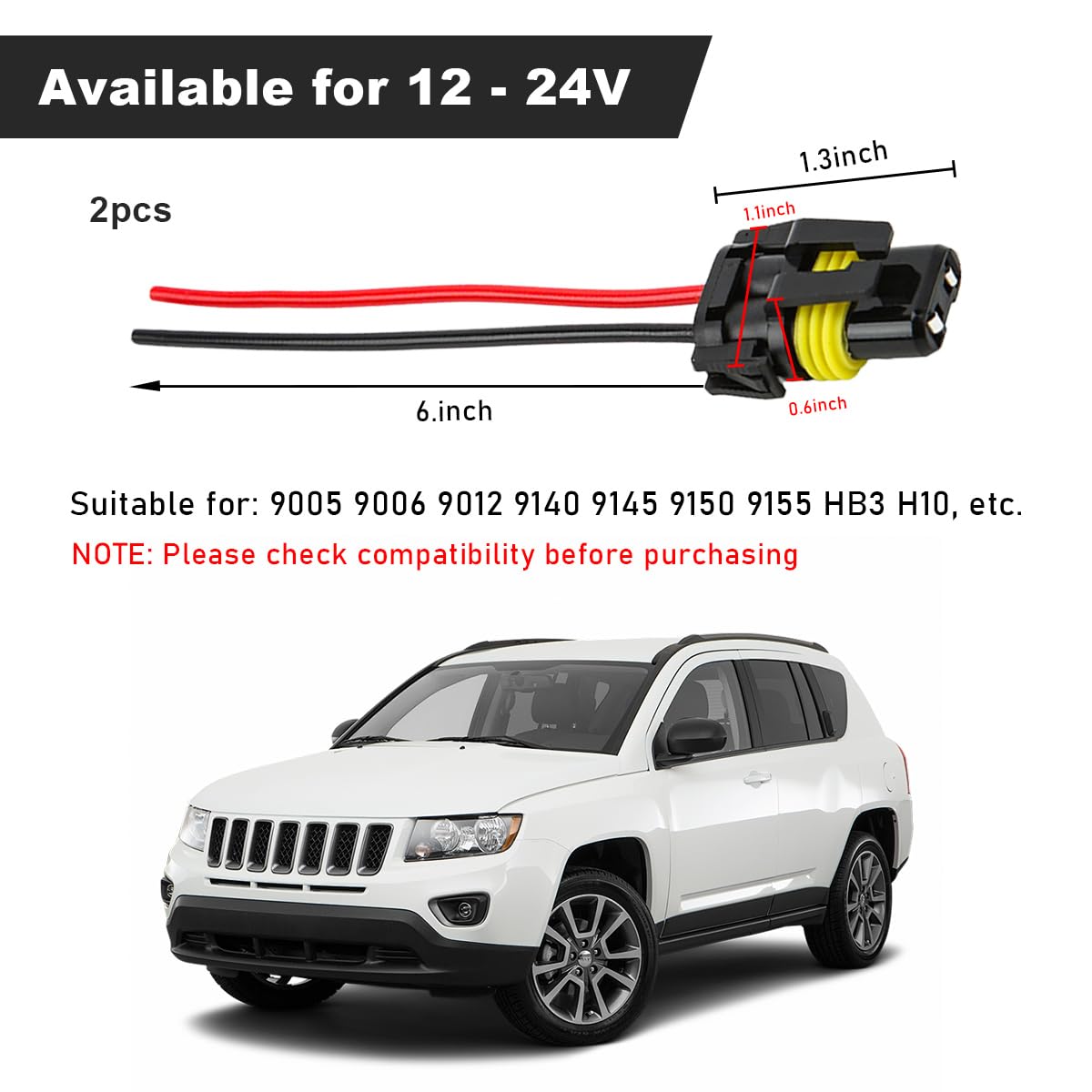 Povtii 2 Pcs 9005 9006 9012 Hb3 Hb4 Female Adapter Wiring Harness Sockets, Auto Wire Connector For Headlights Fog Lights, Headla