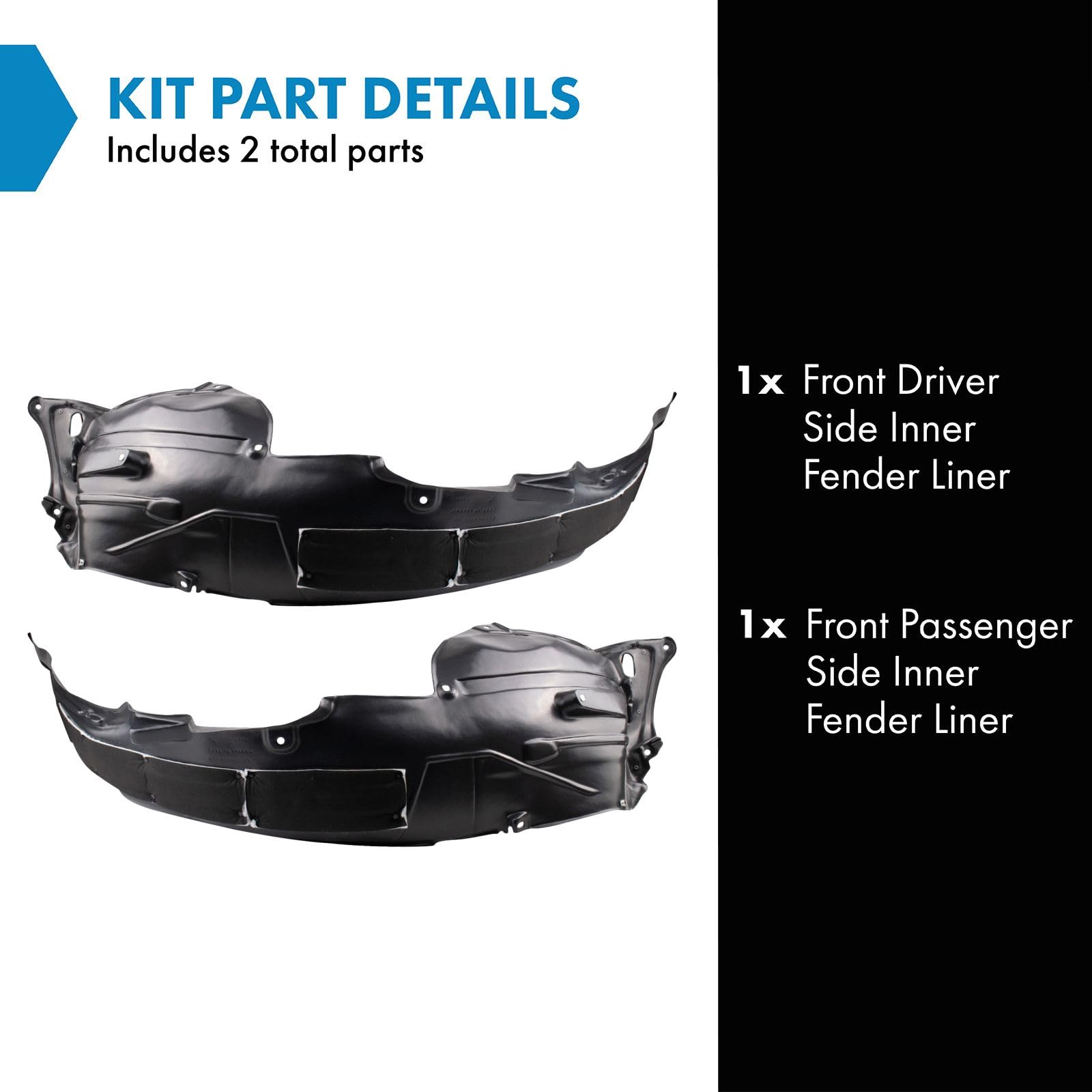 Trq Front Inner Fender Liner Set Compatible With 2016-2018 Acura Rdx Ac1248130 Ac1249130