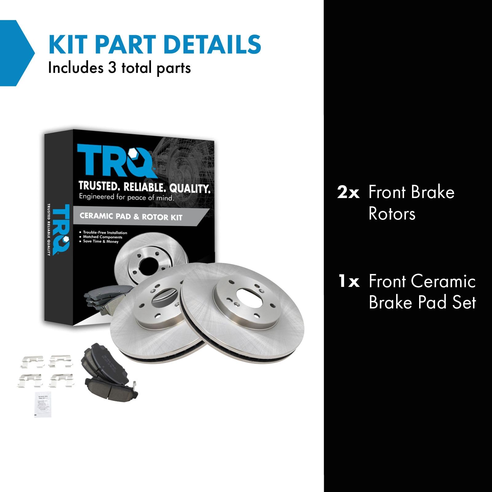 Trq Front Brake Pad & Rotor Kit Brake Pads Brake Rotor Ceramic Compatible With 2001-2003 Acura Cl 1999-2008 Tl 2004-2010 Tsx 200