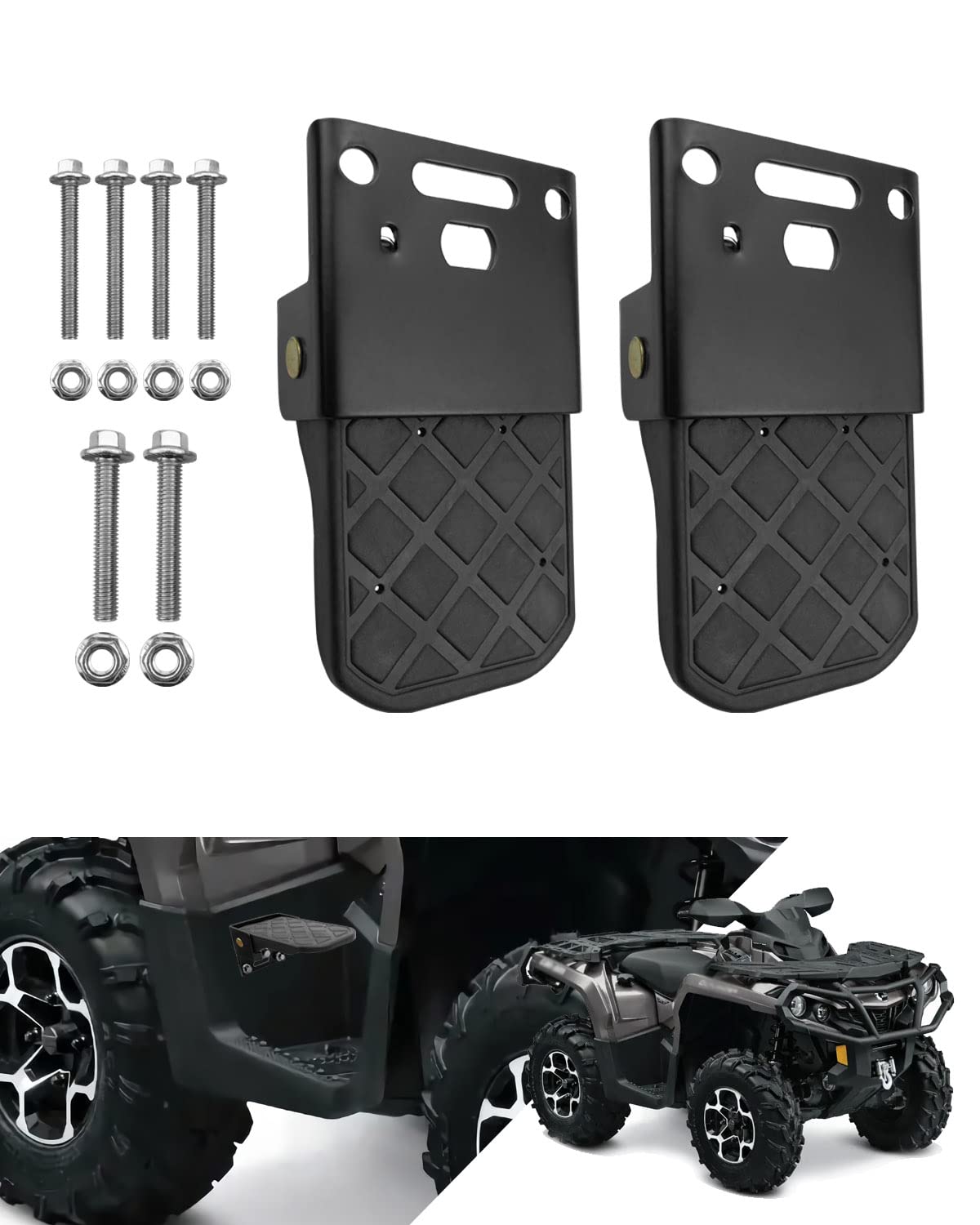 Emiho Atv Foot Rests For 4 Wheeler Rear Seat Passenger Foot Pegs Universal Compatible With Polaris Sportsman Honda Rancher Forem