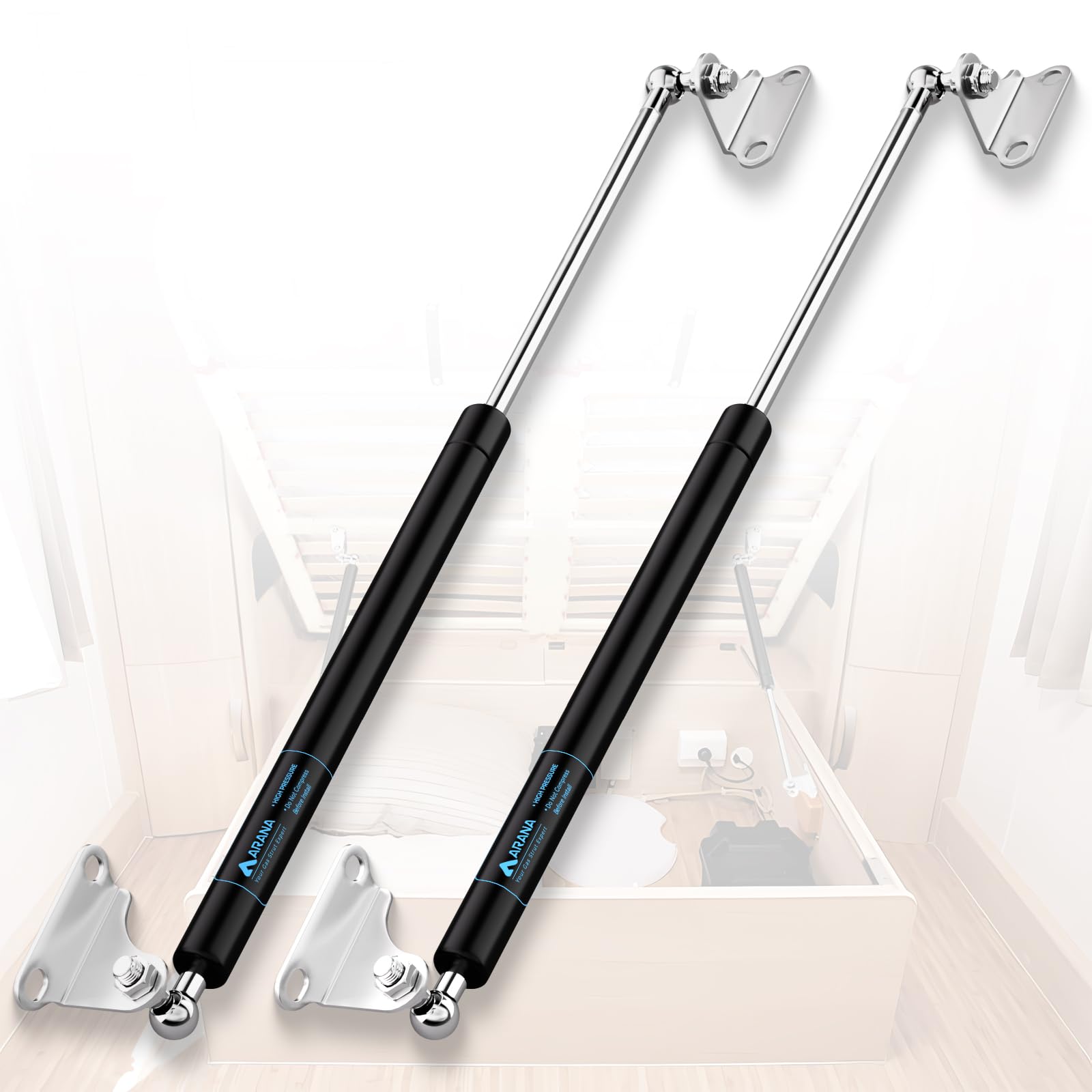 Arana Gas Struts 23 Inch 80Lb Gas Springs Shocks With Mounting Brackets, 23'' Lift Support For Heavy Duty Lid Rv Bed Camper Bed