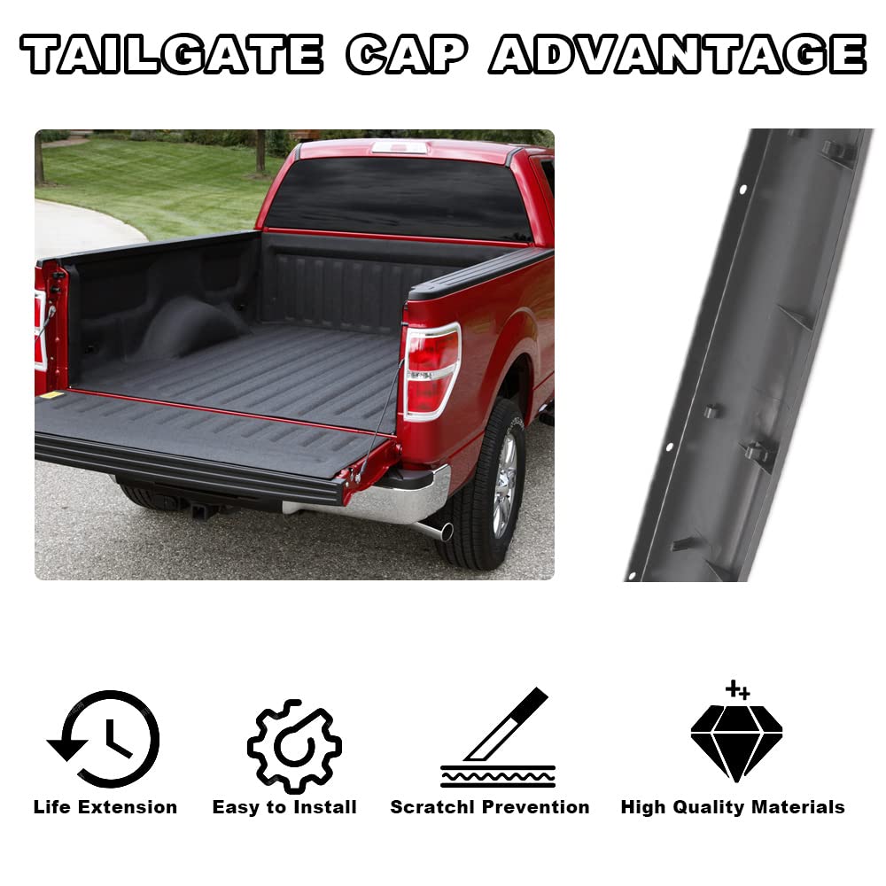 PIT66 Textured Tailgate Molding Cap, Compatible with 2004-2008 Ford F150/ 2006-2008 Lincoln Mark LT, Spoiler Top Protector Cover