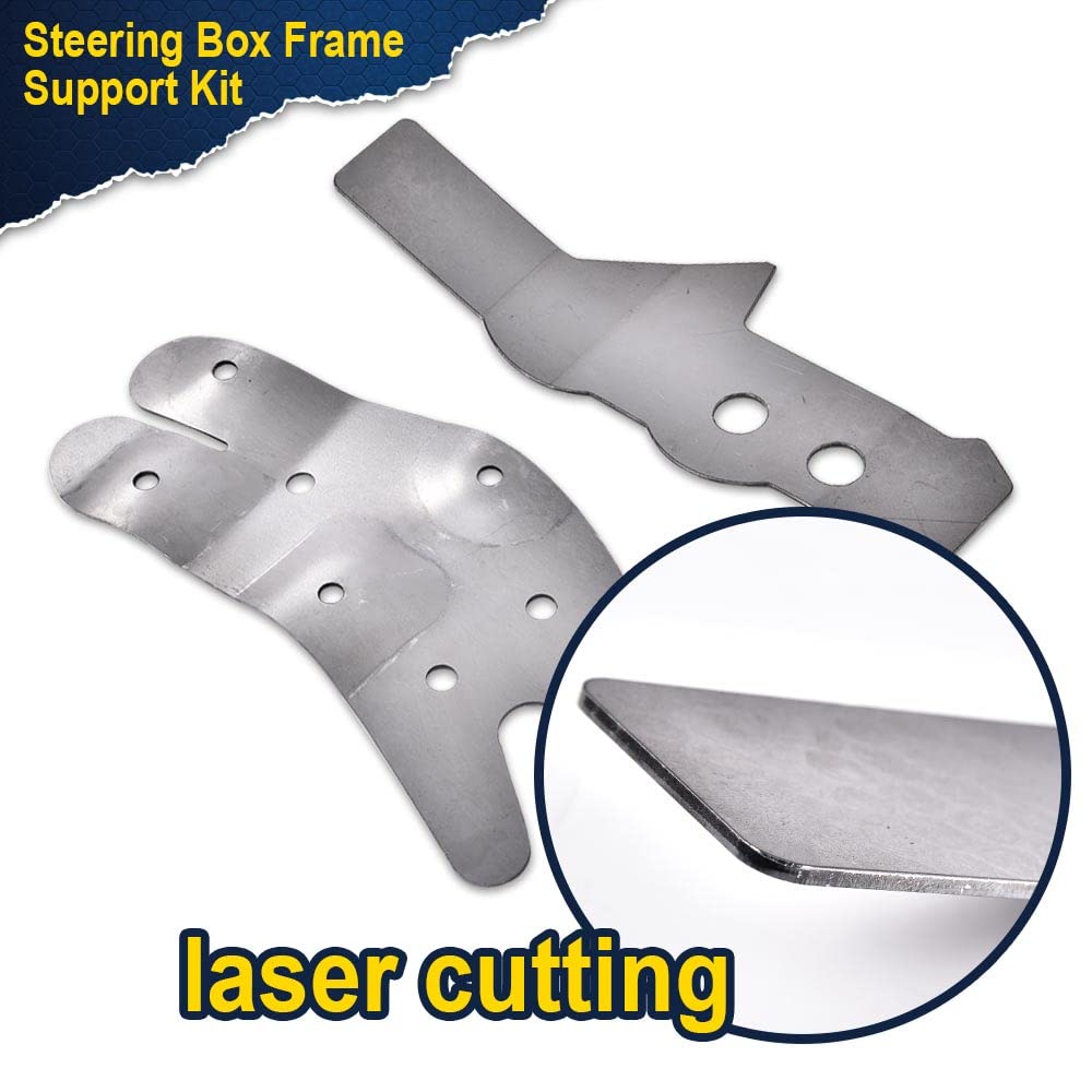 PIT66 Steering Box Frame Support Kit, Compatible with 73-91 Chevy GMC C/K Pickup 2 PCS Silver