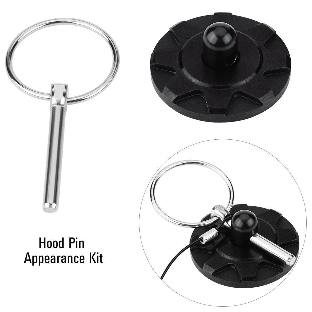 Estink Hood Lock, 2Pcs Universal Cnc Aluminum Car Vehicle Racing Bonnet Hood Pin Lock Latches Lock Appearance Kit Car Modified Accessory Hood Pin Lock Kit (Black)