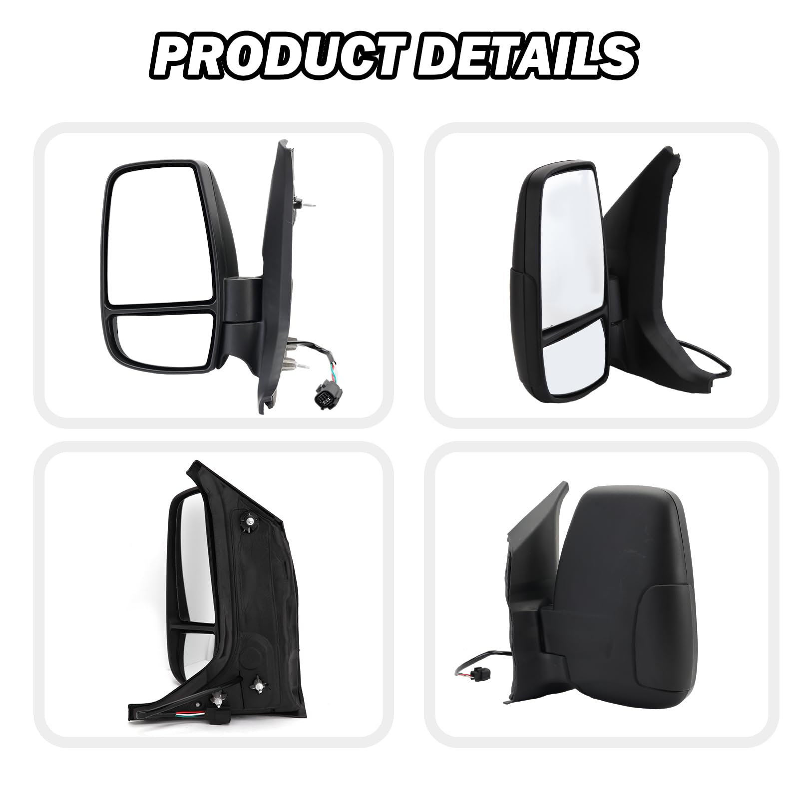 Mofoap Driver Side Mirror,Mirror Assembly Compatible With 2015-2025 Ford Transit 150 250 350 350 Hd,Transit Tow Power Glass,Towi