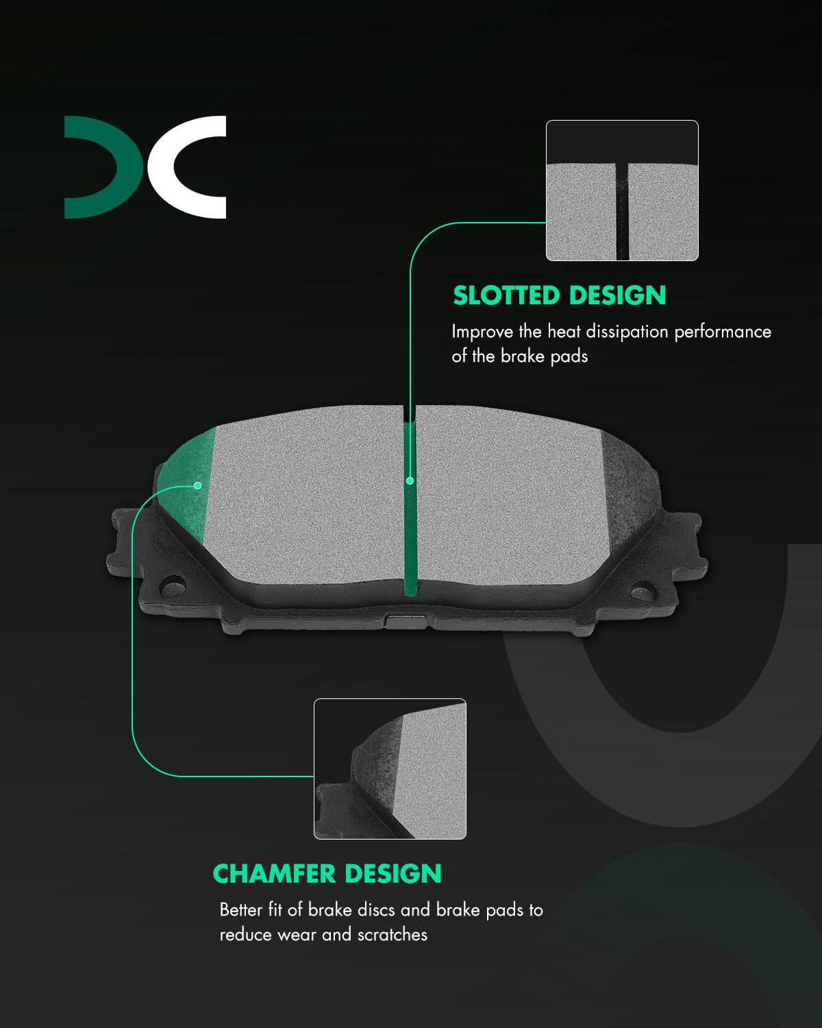 Scitoo D1184 D1423 Front Ceramic Rear Semi-Metal Brake Pads Sets Fit For Lexus Ct200H 2011-2017,For Toyota For Prius 2012,For To