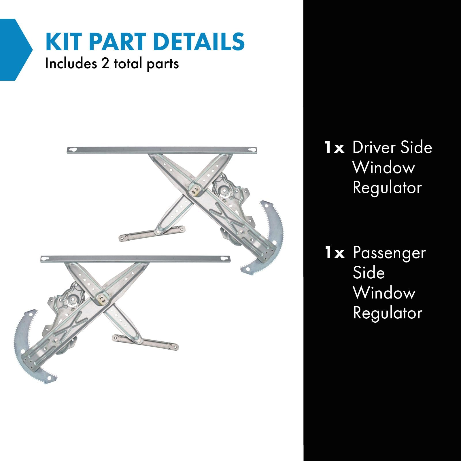 Trq Driver & Passenger Side Power Window Regulator Set Compatible With 1998-2002 Honda Accord