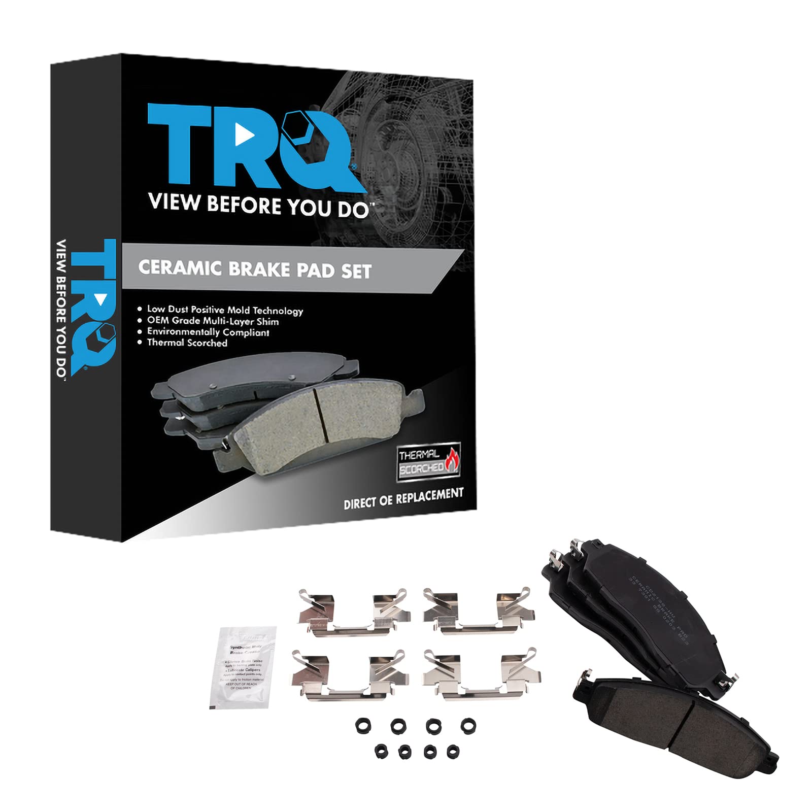 TRQ Front Brake Pads Ceramic Compatible with 2018-2021 Nissan LEAF