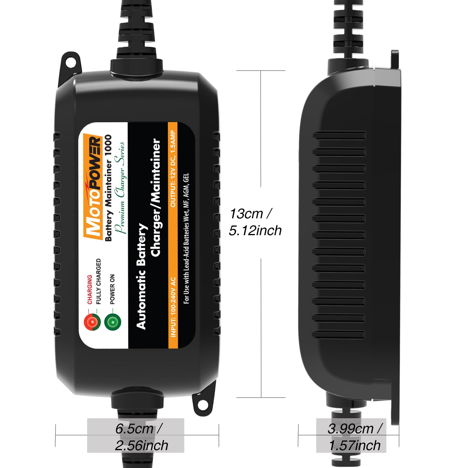 MOTOPOWER MP00206A 12V 1.5A Automatic Battery Charger & Maintainer for Cars, Motorcycles, RVs, ATVs, Boats - Smart & Eco-Friendly