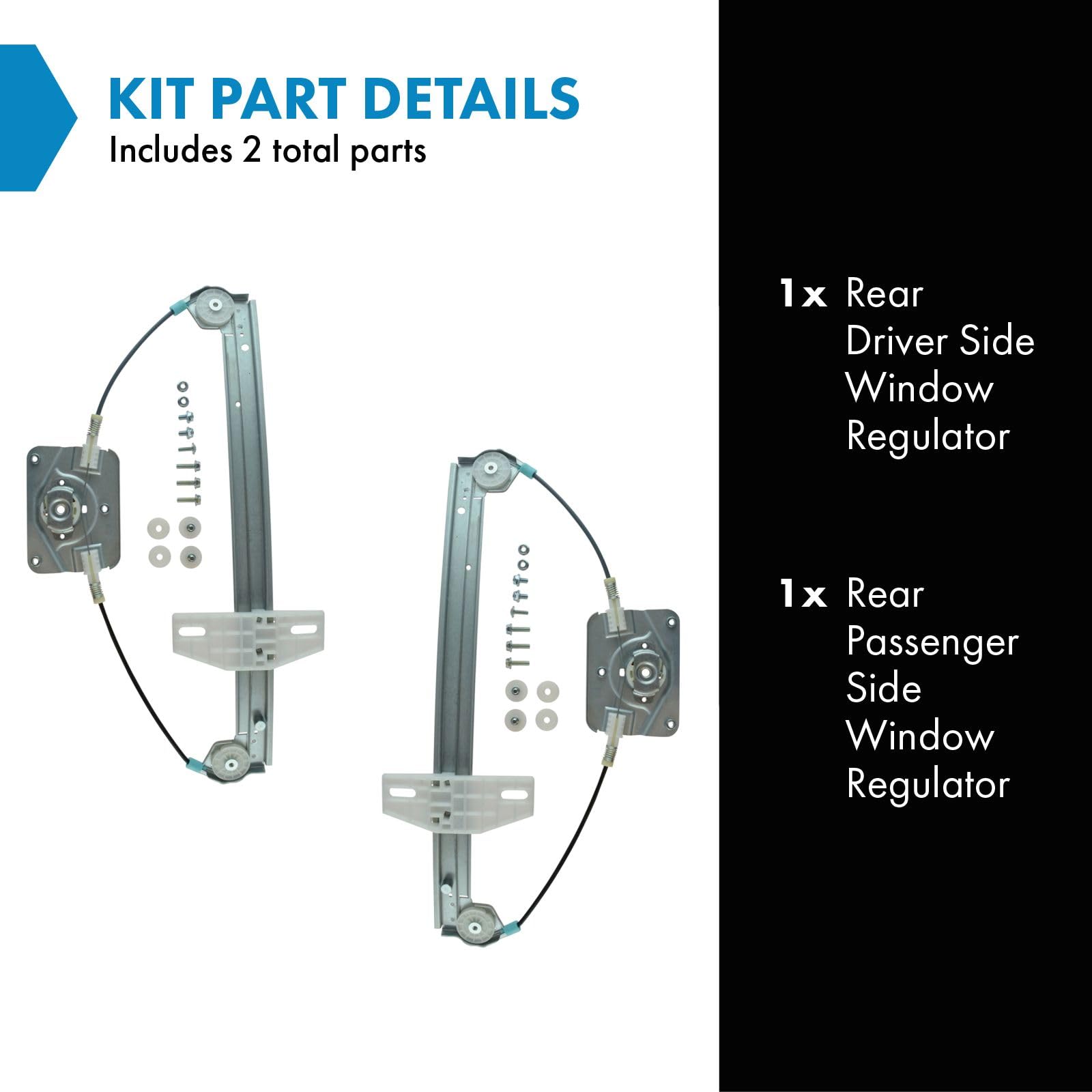Trq Rear Power Window Regulator Set Compatible With 2006-2013 Audi A3 A3 Quattro