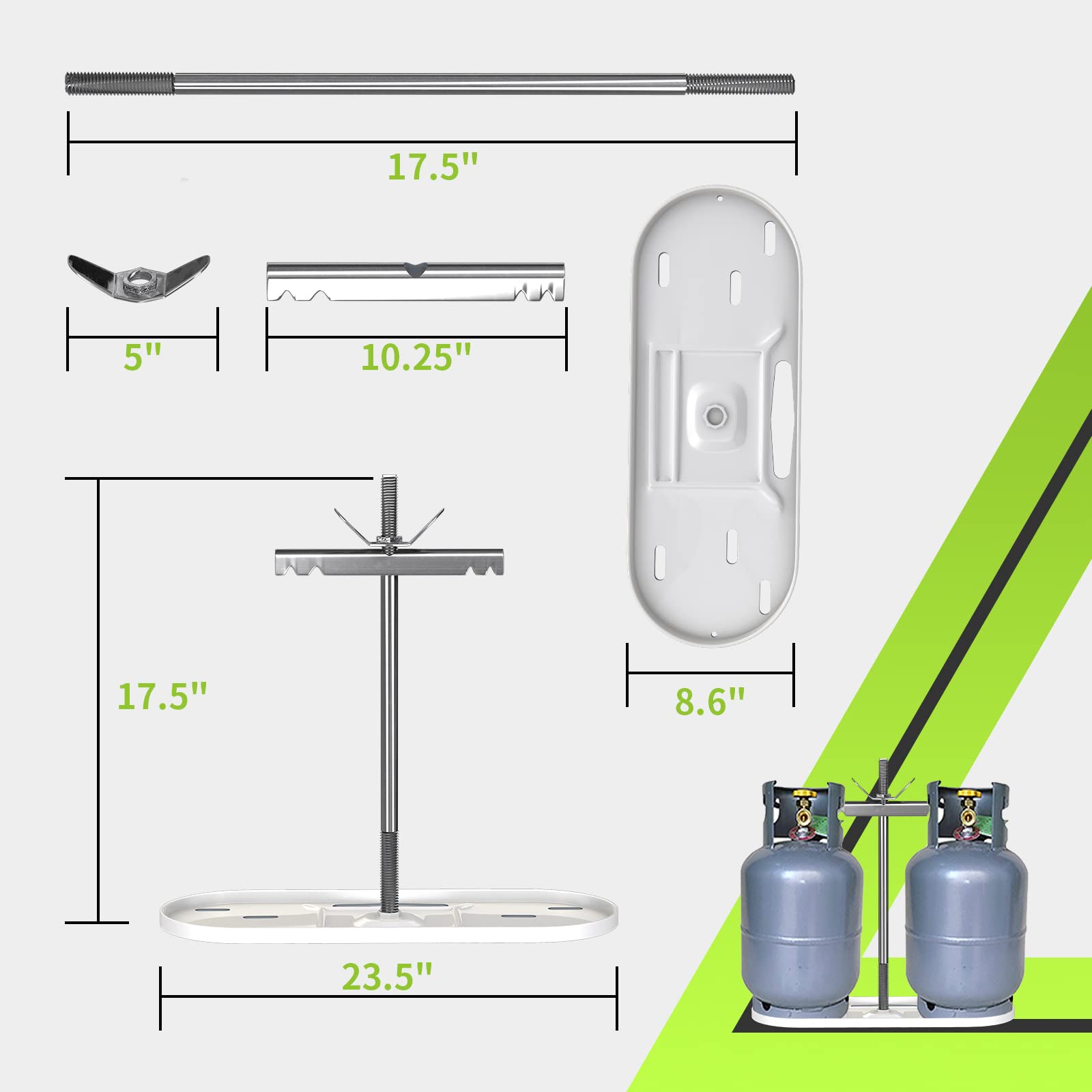 Rvmate Rv Dual Propane Tank Mounting Rack For 20 Lbs Tanks, For Travel Trailer Hitch Frame