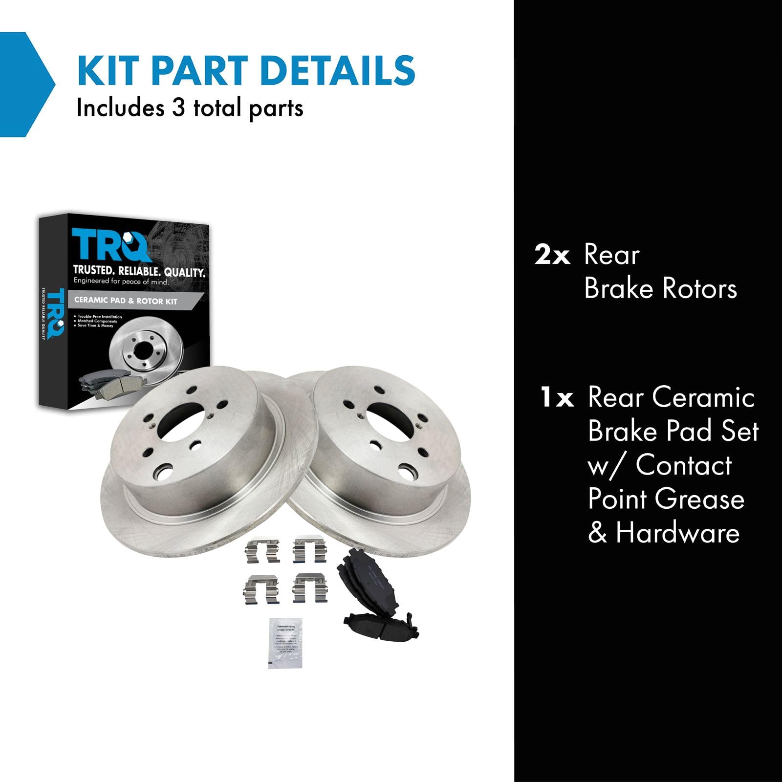 TRQ Rear Brake Pad & Rotor Kit Brake Pads Brake Rotor Ceramic Compatible with 2016-2019 Subaru Crosstrek 2014-2018 Forester 2012