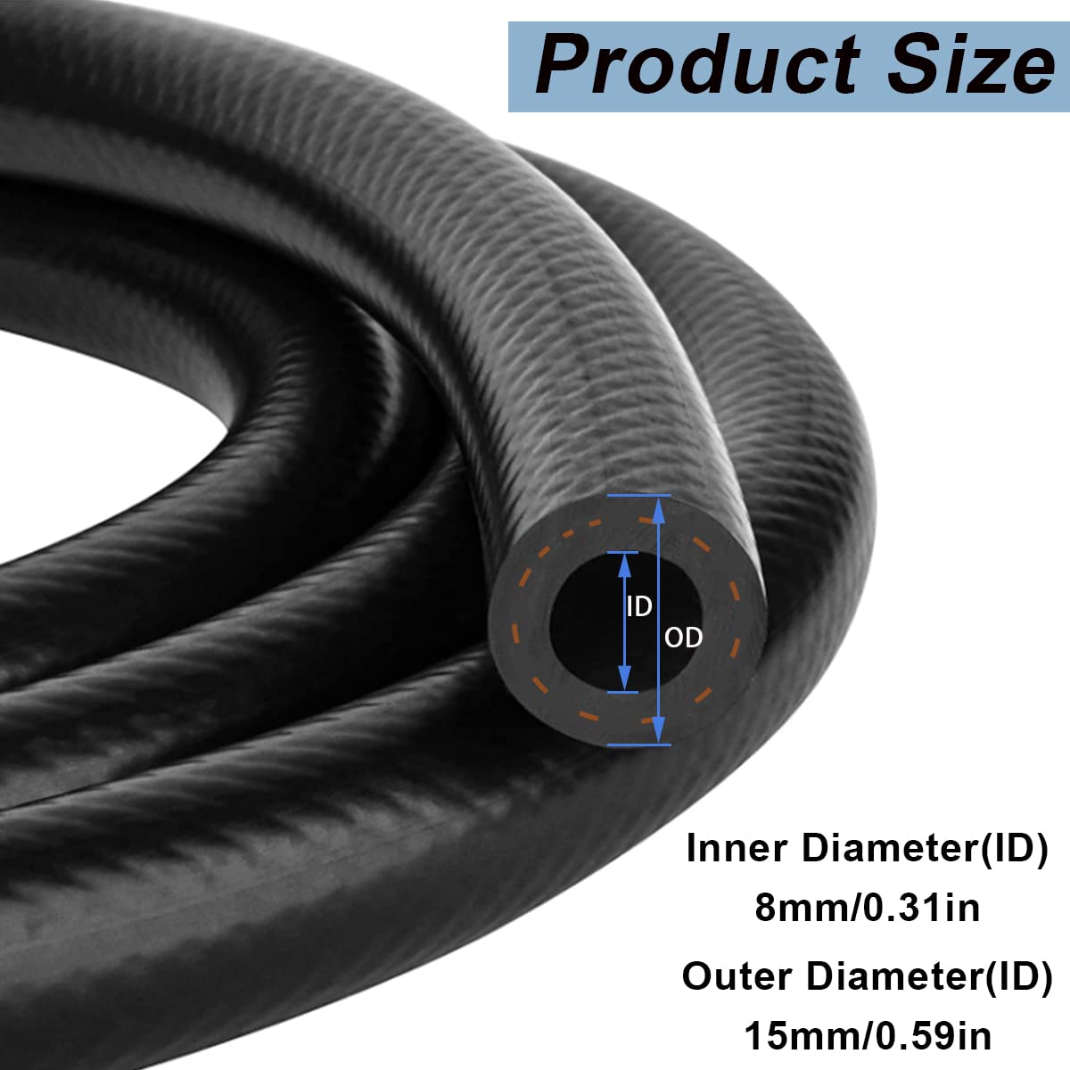 Tnisesm 5/16''(8Mm) Inch Id Fuel Line Set, 2 Meter / 6-Foot 5/16 Fuel Line + 2Pcs 1/4 Inch X 5/16 Inch Gas Inline Fuel Filters W