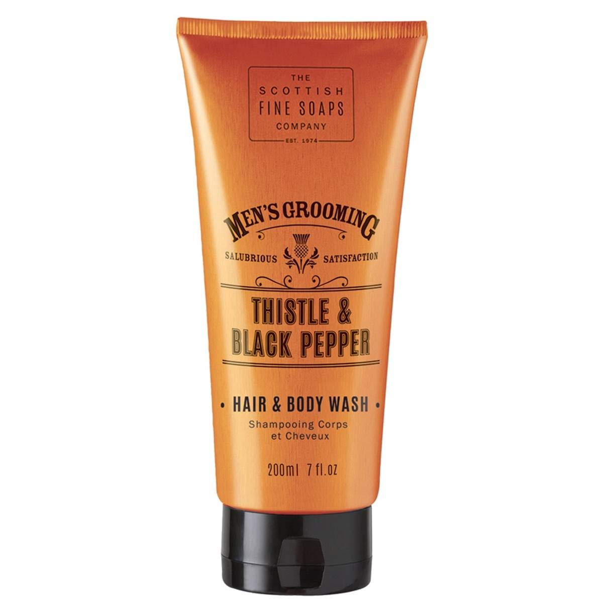 Scottish Fine Soaps Mens Grooming Thistle & Black Hair & Body Wash 200ml-New
