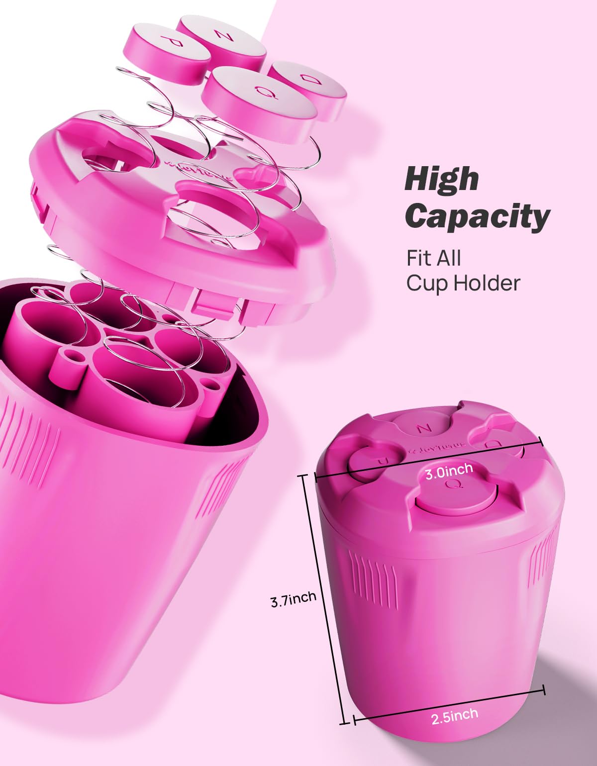 Joytutus High Capacity Car Coin Holder, Universal Change Holder For Most Cars, Sort Coins (Hot Pink), 1 Pack