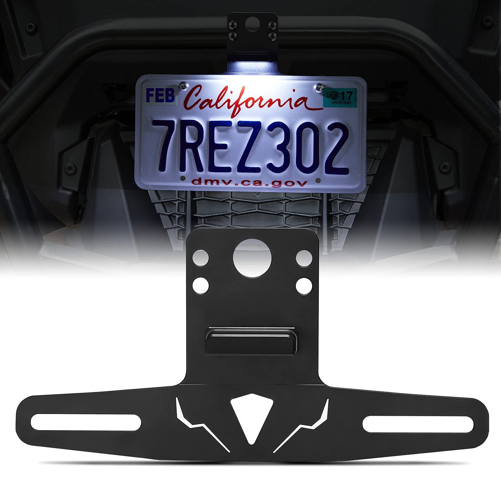Kemimoto Utv License Plate Holder With Light Aluminum License Plate Frame Mount For Golf Cart Rv Truck Snowmobile Trailer Boat S