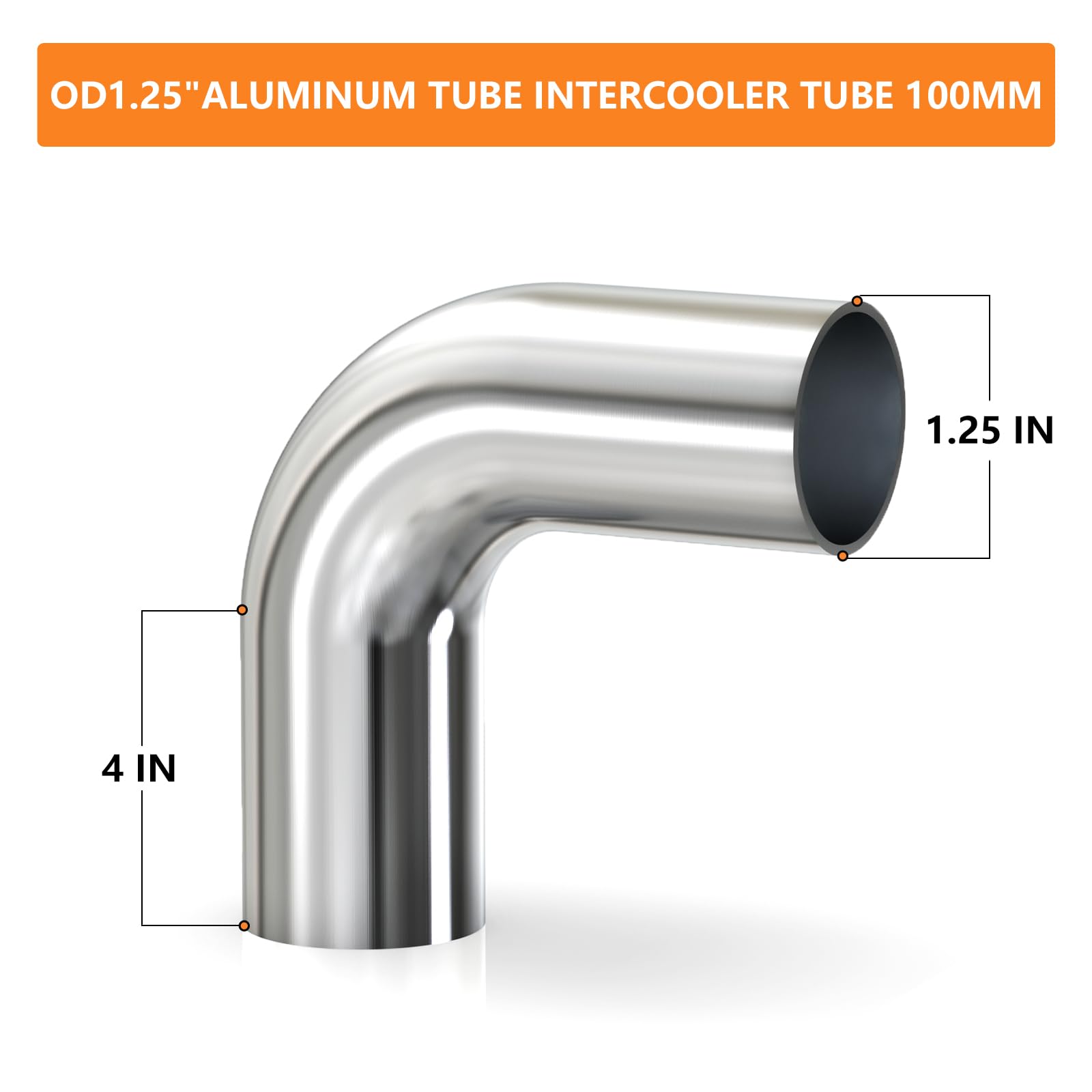 Gasher 1Pcs 90 Degree Elbow Aluminum Alloy Tube 1.25''Od, Leg Length 4'' (100Mm), Intercooler Pipe For Intake And Cooling System