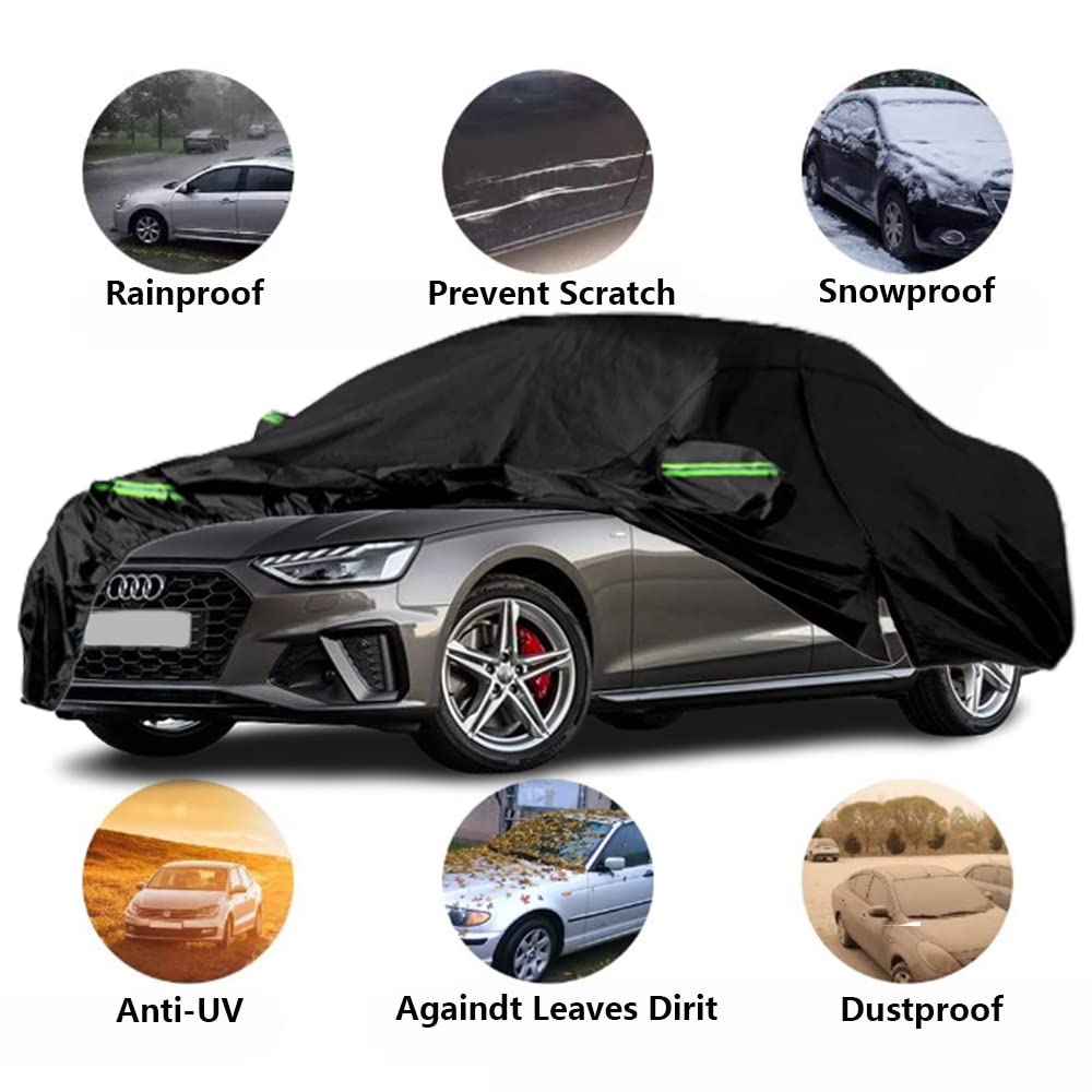 LTDNB Waterproof Car Covers Compatible with 2008-2024 Audi A4/S4 Sedan, All Weather Custom-fit Car Cover with Zipper Door for Ra