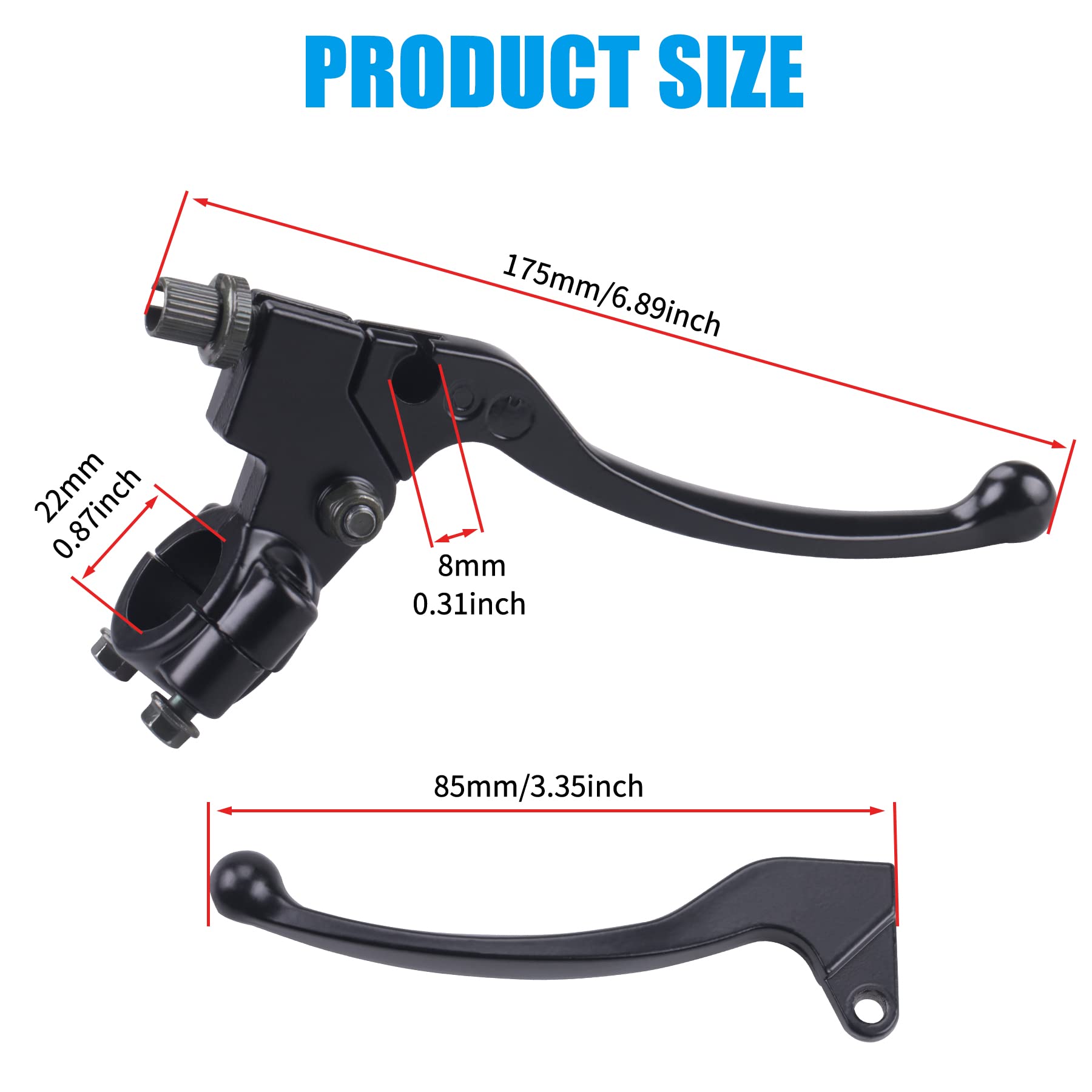 Jingke 7/8' 22Mm Universal Motorcycle Black Left Clutch Brake Handle Lever Perch For Honda Xr80 Xr100 Crf70 Crf80 Crf100 Xr200 Ssr 125Cc Coolster Roketa Baja X-Treme Pit Dirt Motor Bike