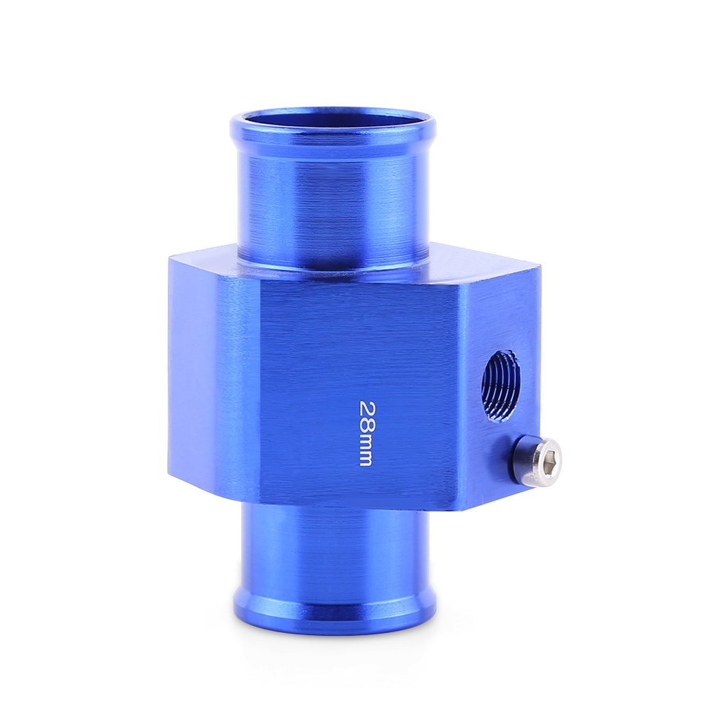 Universal Water Temp Joint Pipe, Keenso Aluminum Water Temp Temperature Joint Pipe Gauge Radiator Hose Adapter, Blue 26mm - 40mm