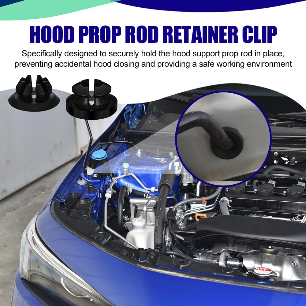 3PCS Hood Prop Rod Holder, Car Hood Holder, Black White Hood Rod Grommet Clips, 91503-SS0-003 91604-SD2-013 Car Engine Hood Stay