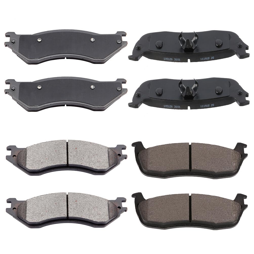 Automuto 8Pcs Front & Rear Semi-Metallic Disc Brake Pads Set D879 D702 For Lincoln Town Car 2003-2011