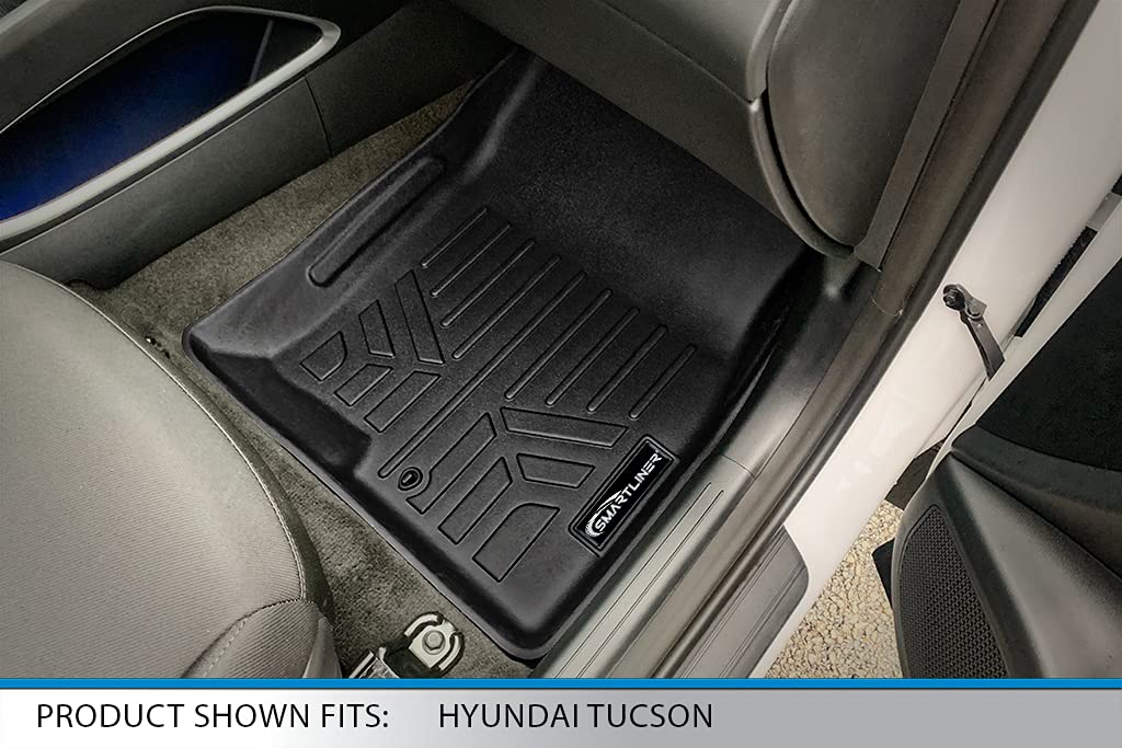 Smartliner All Weather Custom Fit Black 2 Row Floor Mat Liner Set Compatible With 2022-2023 Hyundai Tucson