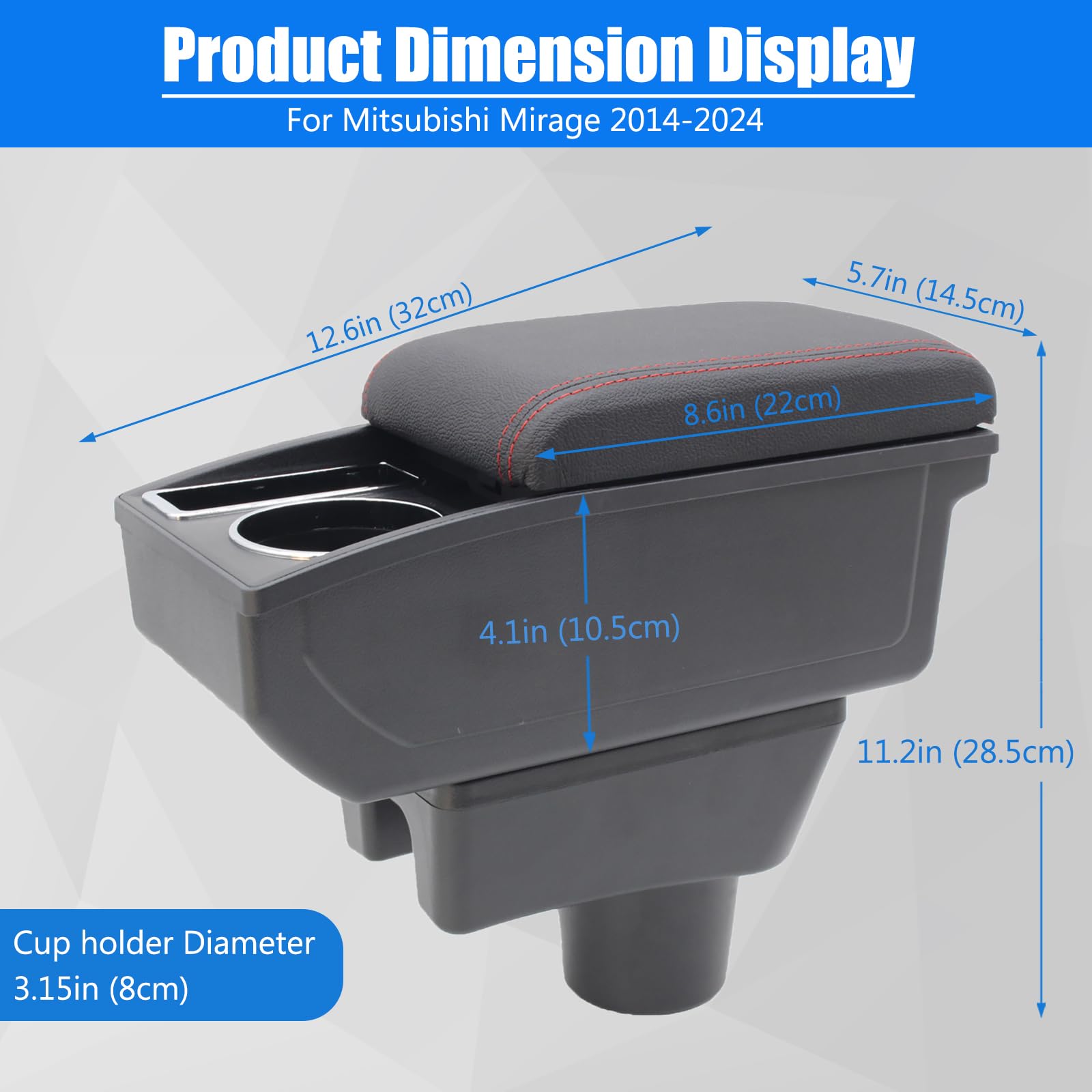 for Mitsubishi Mirage 2014-2024 Car Armrest Box Center Console Accessory Leather Arm Rest Double-Layer Storage Space with Cup Ho