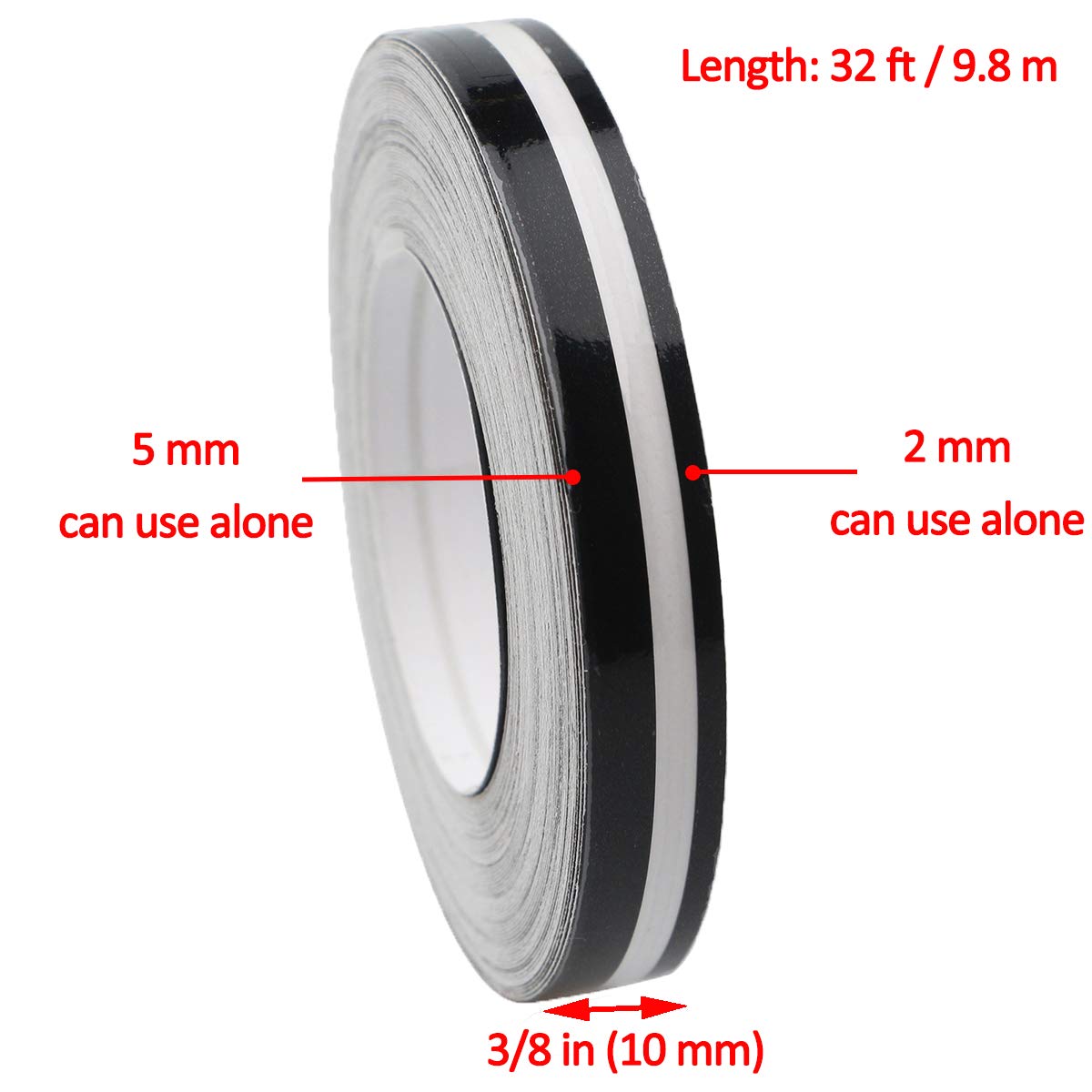 Autrends Car Pinstriping Tape -Vinyl Pin Striping Decals DIY Stickers Glossy for Motorcycle Home Door Musical Instrument 32Ft (9
