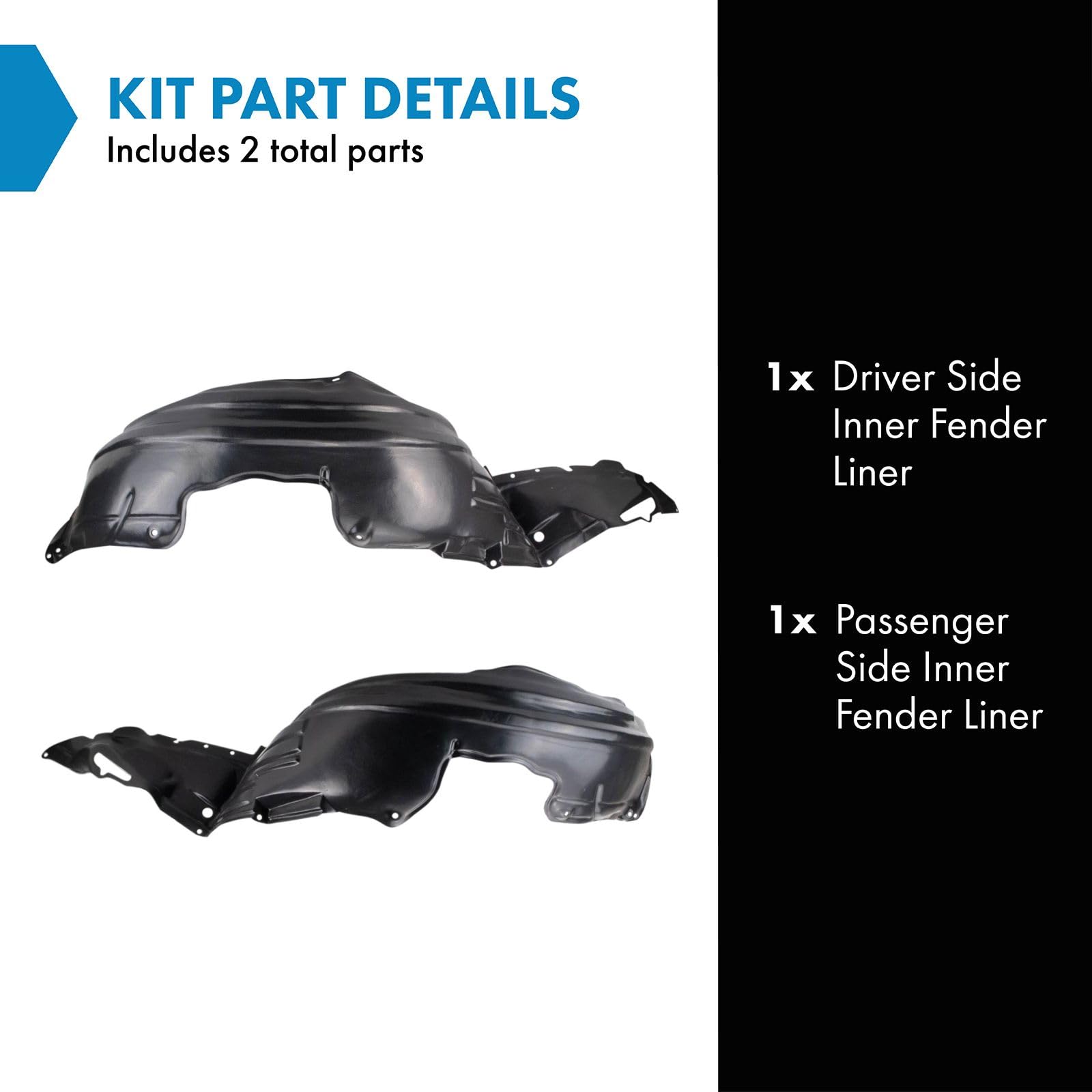Trq Inner Fender Liner Set Compatible With 1994-1999 Toyota Celica To1248120 To1249120