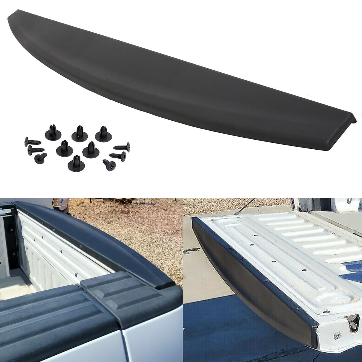Karpal Rear Rh & Lh Truck Bed Rail Cap Tailgate Spoiler Top Protector Cover Compatible With 2019-2022 Dodge Ram 1500 Replace 682