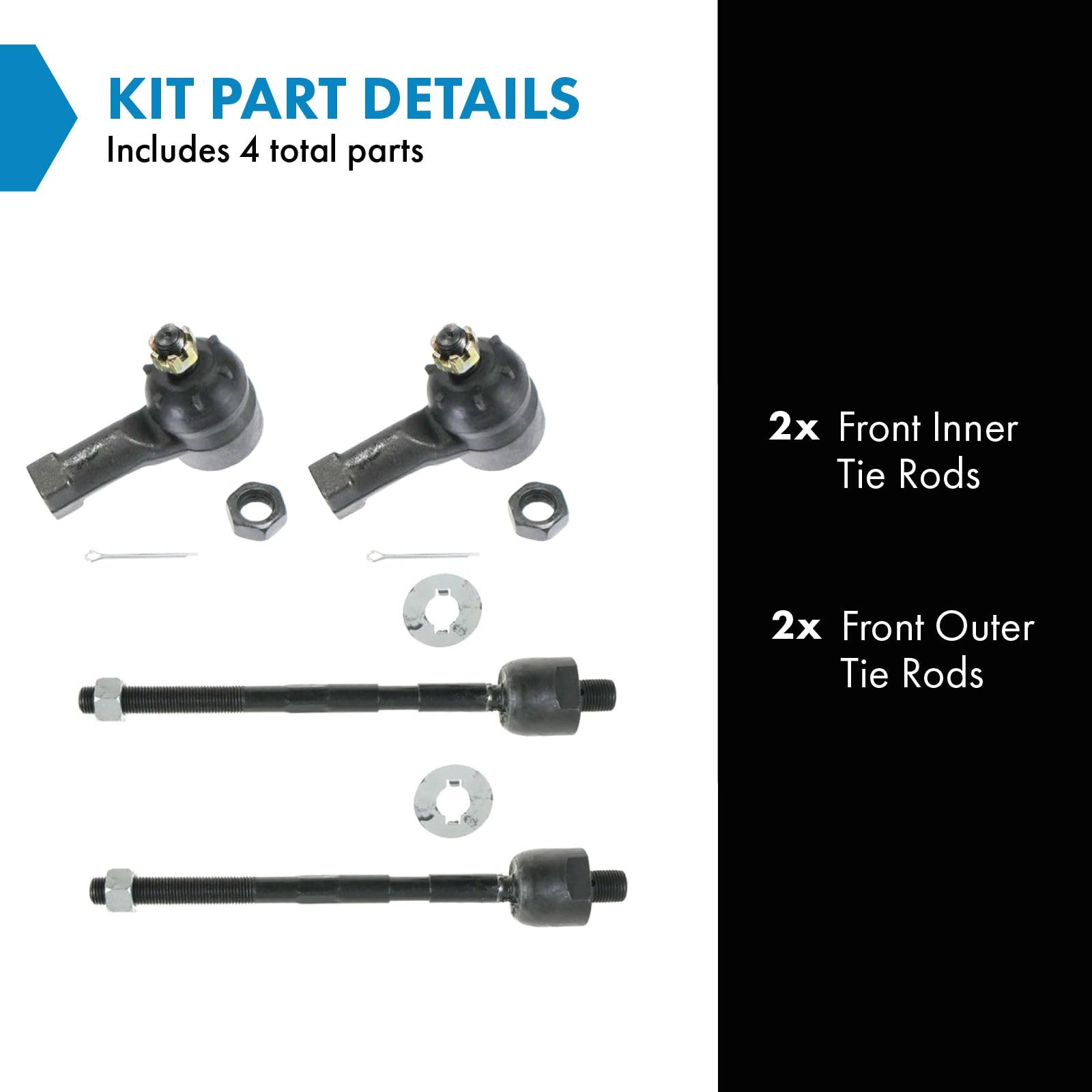 Trq Front Tie Rod Set Compatible With 1995-2000 Chrysler Sebring Dodge Avenger 1995-1998 Eagle Talon 1995-1999 Mitsubishi Eclips
