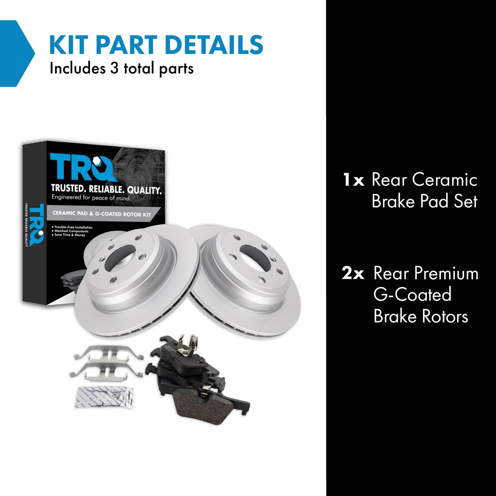 Trq Rear Ceramic Brake Pad & Coated Rotor Kit Compatible With Bmw 328 428 430 Gran Coupe