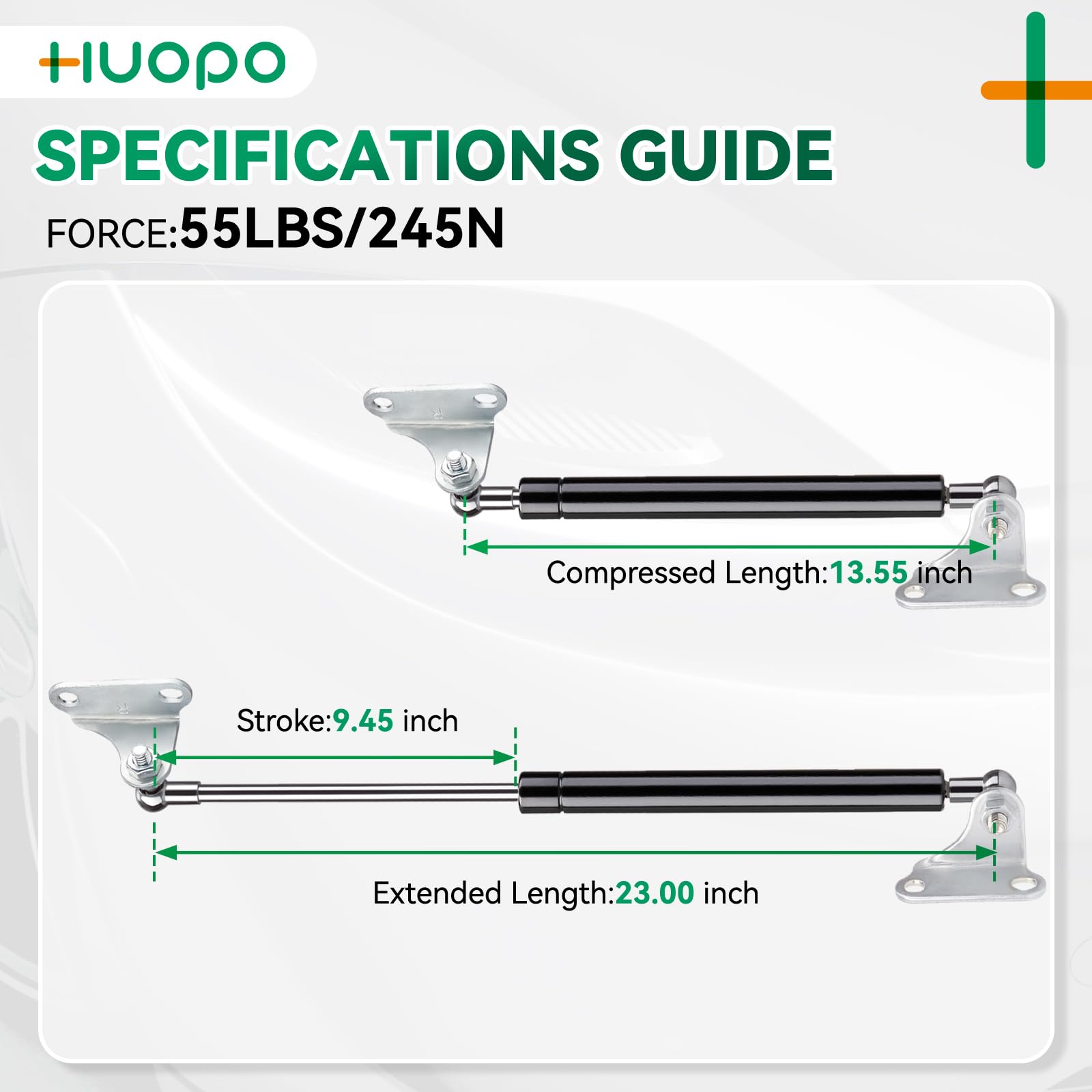 Huopo 23 Inch 55Lb/245N Gas Strut Shock Spring Lift Support For Rv Bed Storage Heavy Duty Lid Basement Door Boat Hatch, Set Of 2