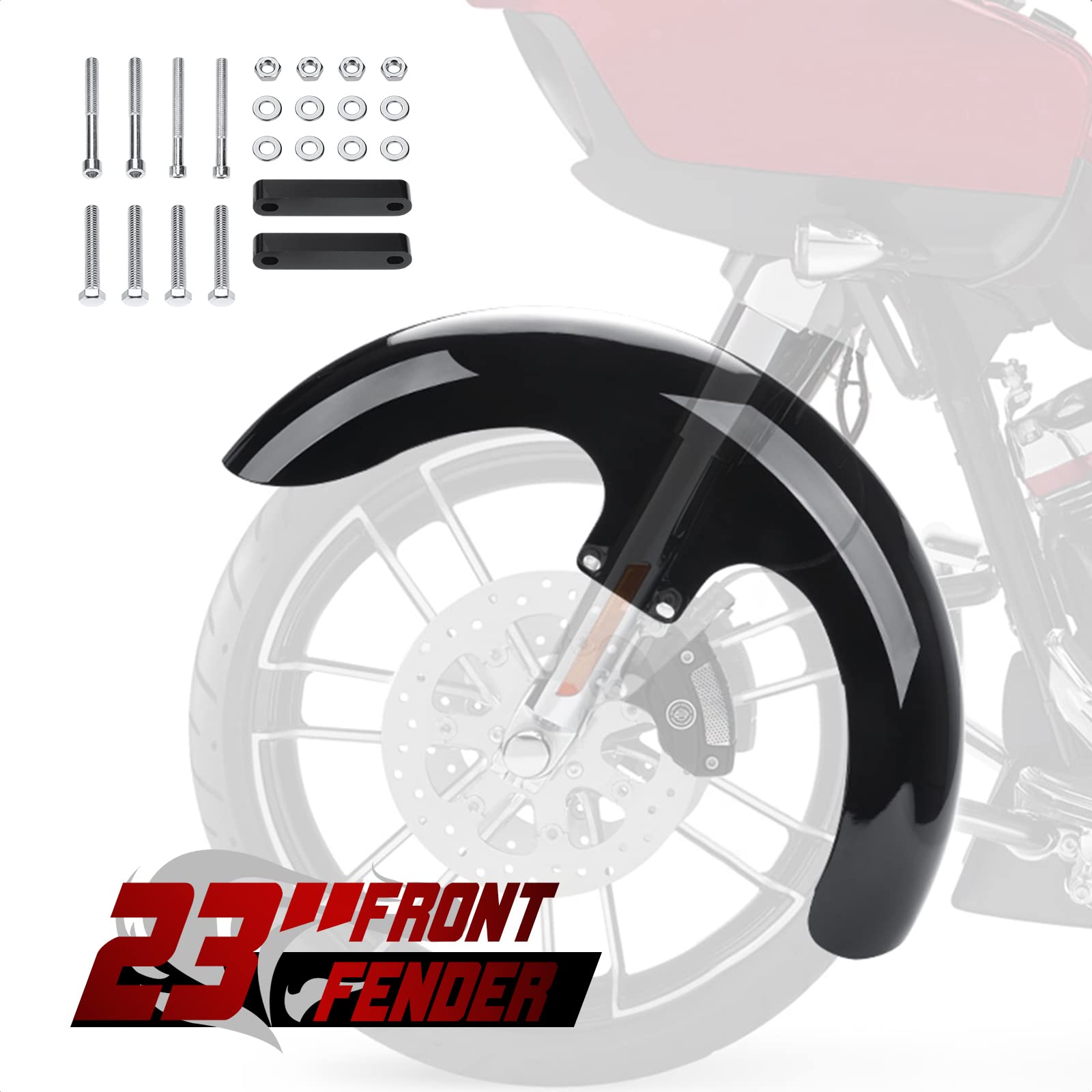 Bravema 23 inch Wrap Front Fender Wheels Motorcycle Front Fender Fit for Harley Touring Road King Road Glide Electra Glide Stree