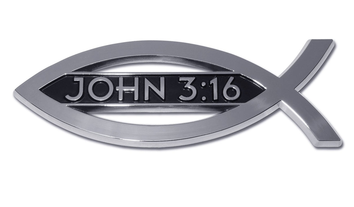 Elektroplate Christian Fish John 3:16 Chrome Auto Emblem