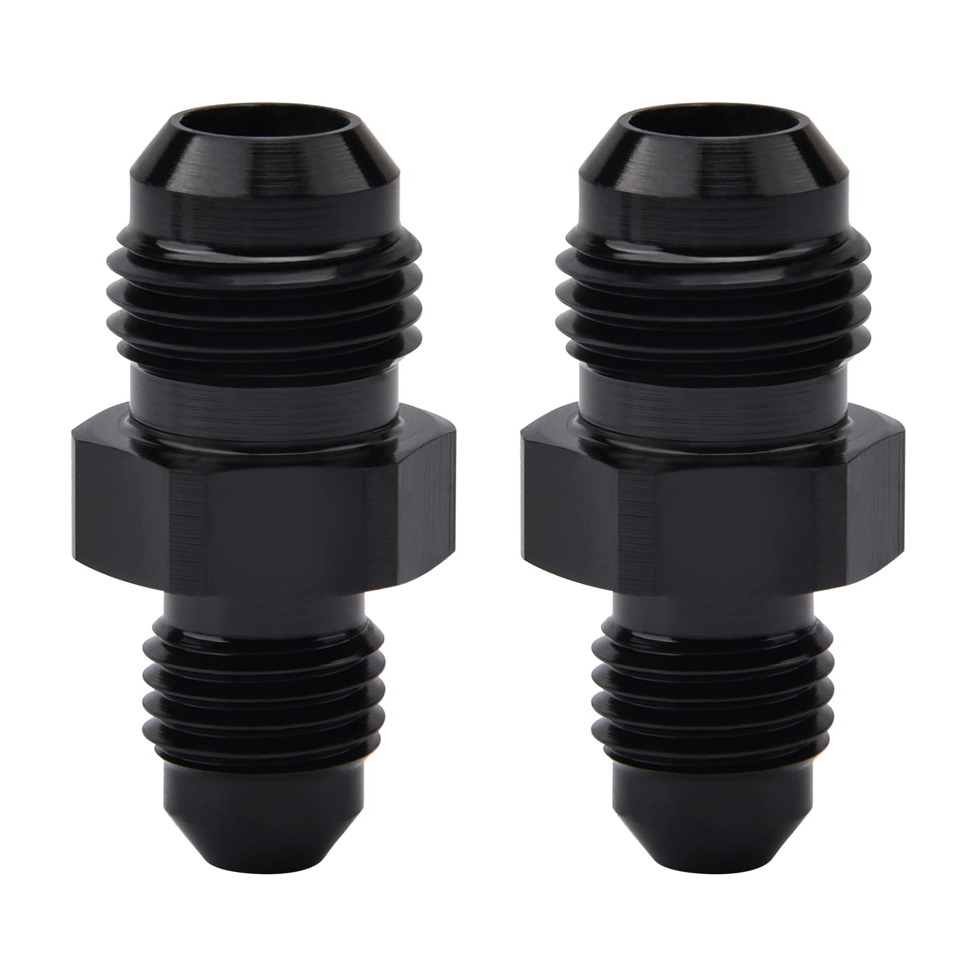 Evil Energy 6An Male To An4 Male Flare Reducer Coupler Union Straight Adapter Fitting Black 2Pcs