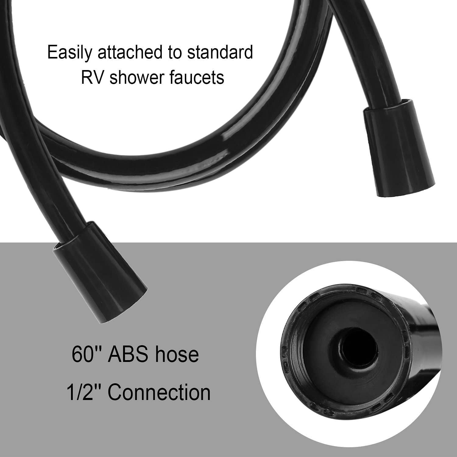 Oymov Rv Shower Faucet W/Showerhead And Hose - Outdoor Non-Metallic Shower Parts On-Off Handheld Shower Head Valve Diverter Replacements For Rvs, Fifth Wheels, Motorhomes,Travel Trailers,Campers,Black