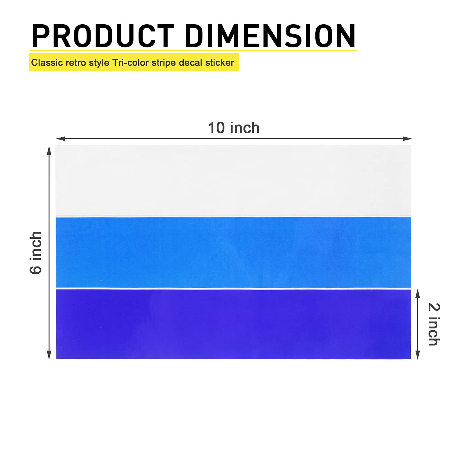 Mochent 2 Pcs Classic Retro Style Tri-Color Stripe Decal Sticker For Toyota Tacoma 4Runner Tundra Accessories, Decoration Grille Fender Hood Side Skirt Bumper Dashboard (White/Blue/Dark Blue)