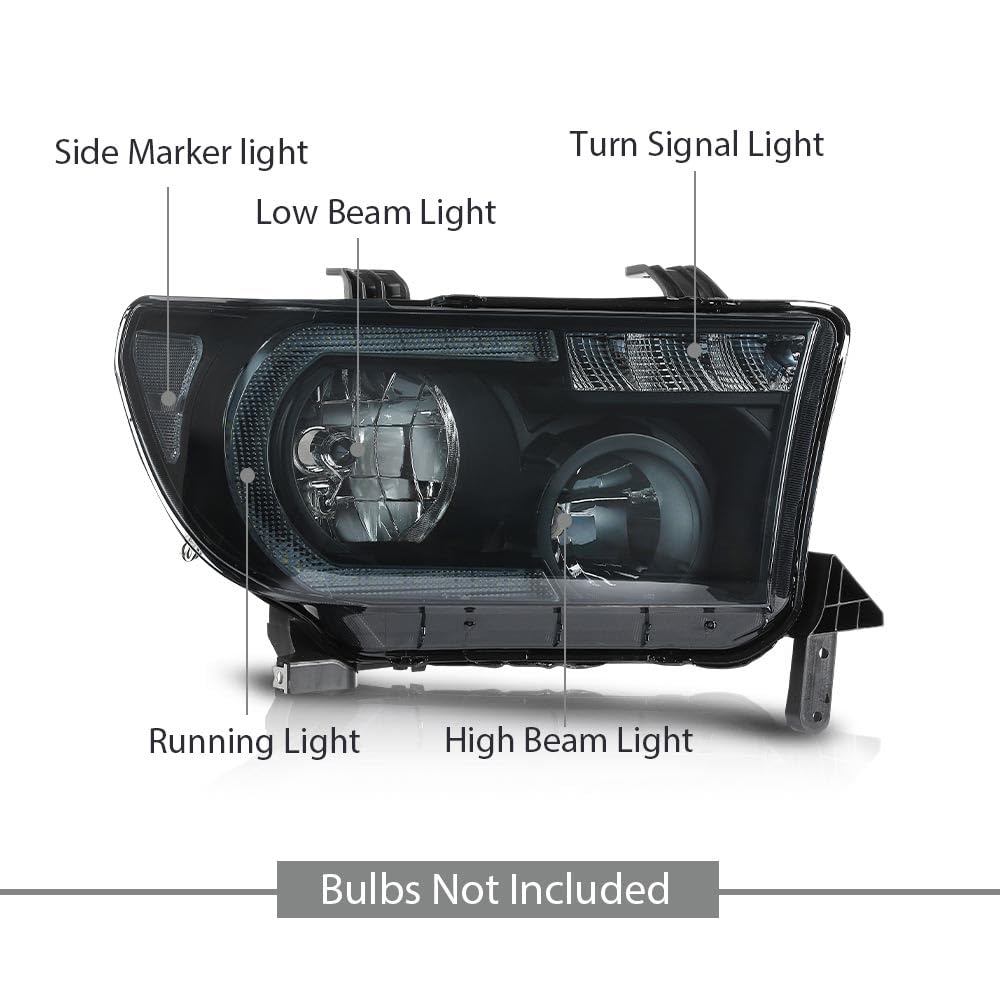 G-Plus Front Headlights Assembly Left And Right Side Compatible With Toyota Tundra 2007-2013/Fit For Toyota Sequoia 2008-2017, 8
