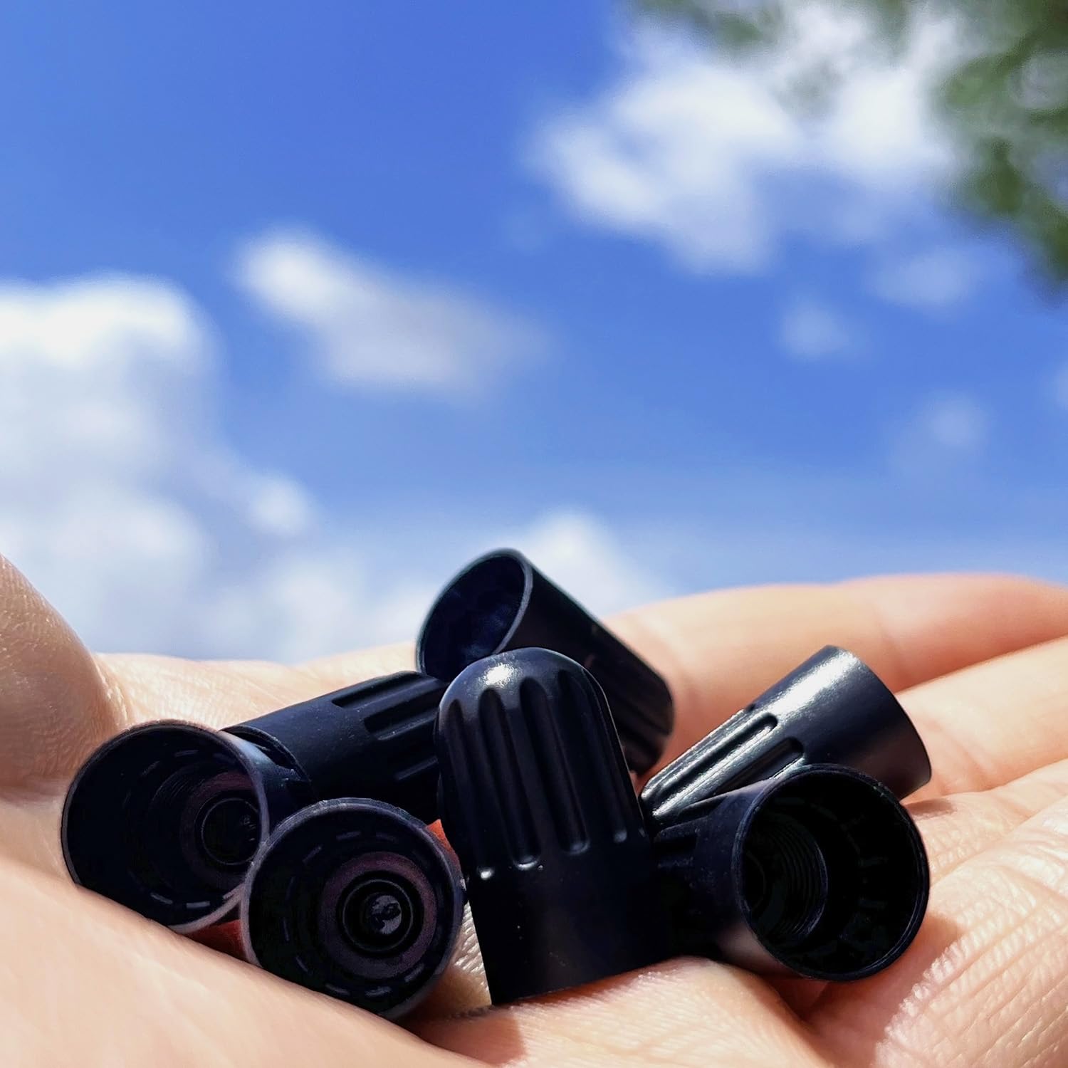 Black Tpms Plastic Tire Valve Stem Caps With Rubber Seal Universal Long Air Valve Stem Caps For Tpms20008 Rubber Valve, Airtight