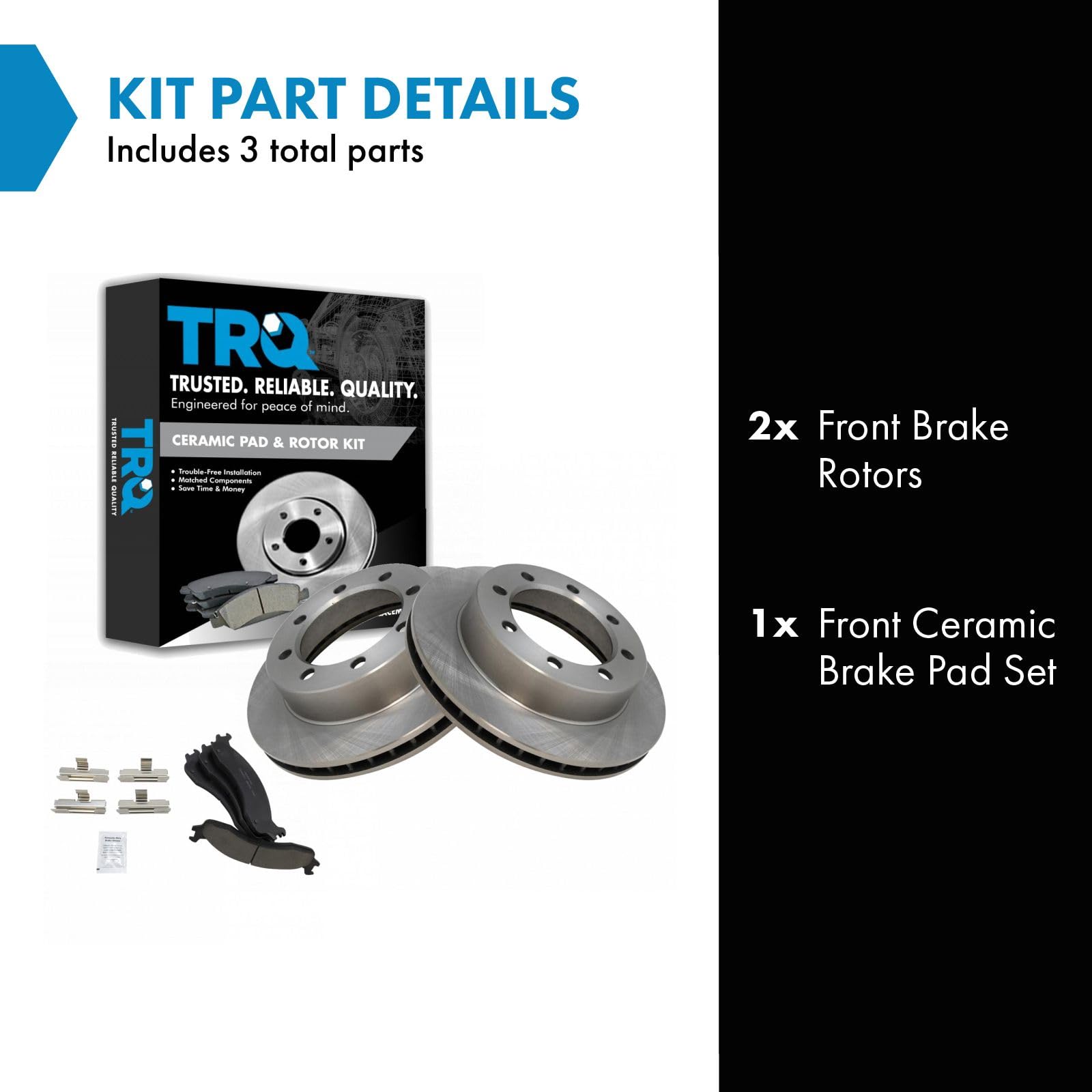 Trq Front Brake Pad & Rotor Kit Brake Pads Brake Rotor Ceramic Compatible With 1995-1997 Ford F-250 F-350