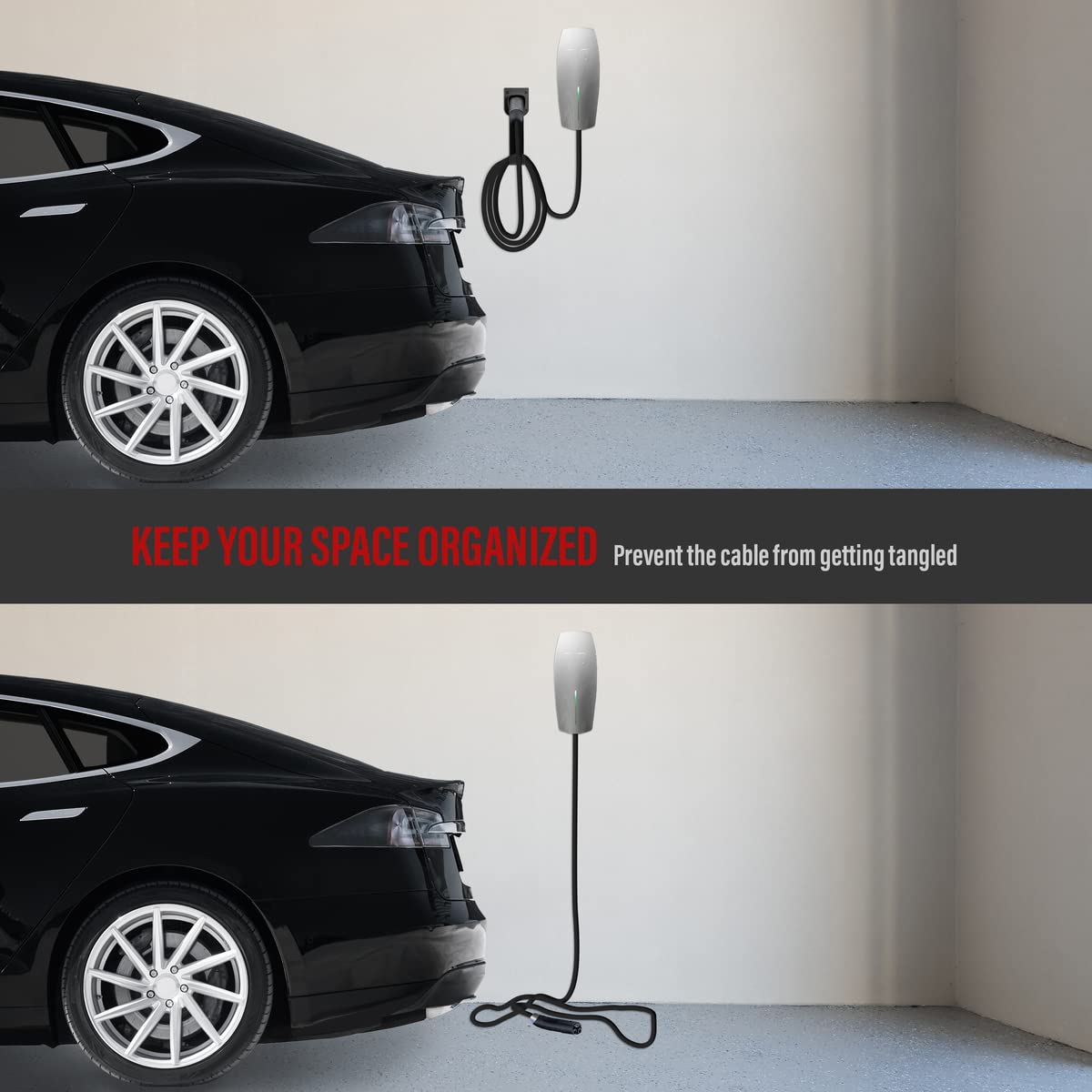 Enerlites Tesla Charger Nozzle Holster, Ev Charger Holder Wall-Mount, Electric Vehicle Charging Cable Holder, For All Tesla Mode