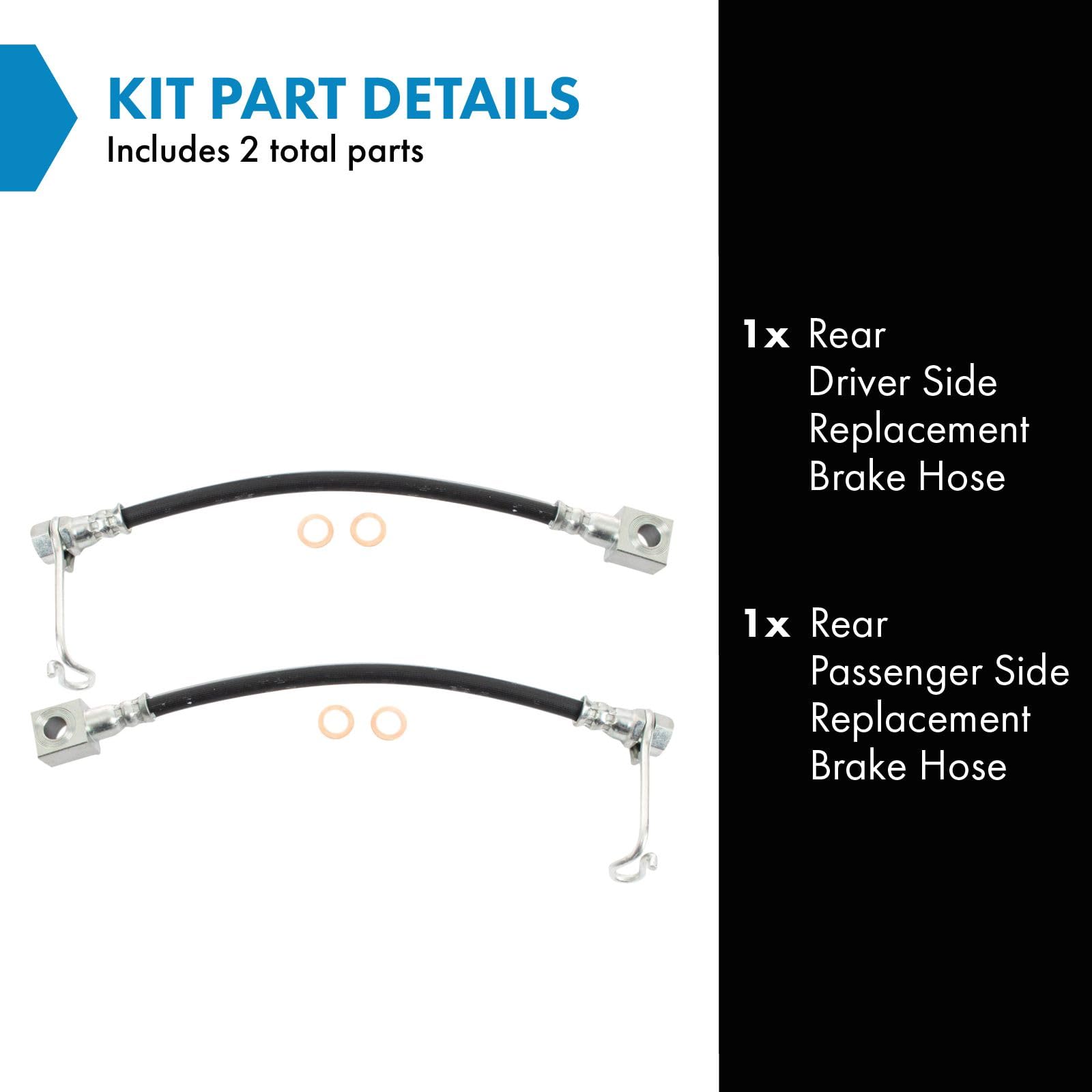 Trq Rear Brake Hose Set Compatible With 2001-2002 Dodge Ram 2500 Ram 3500