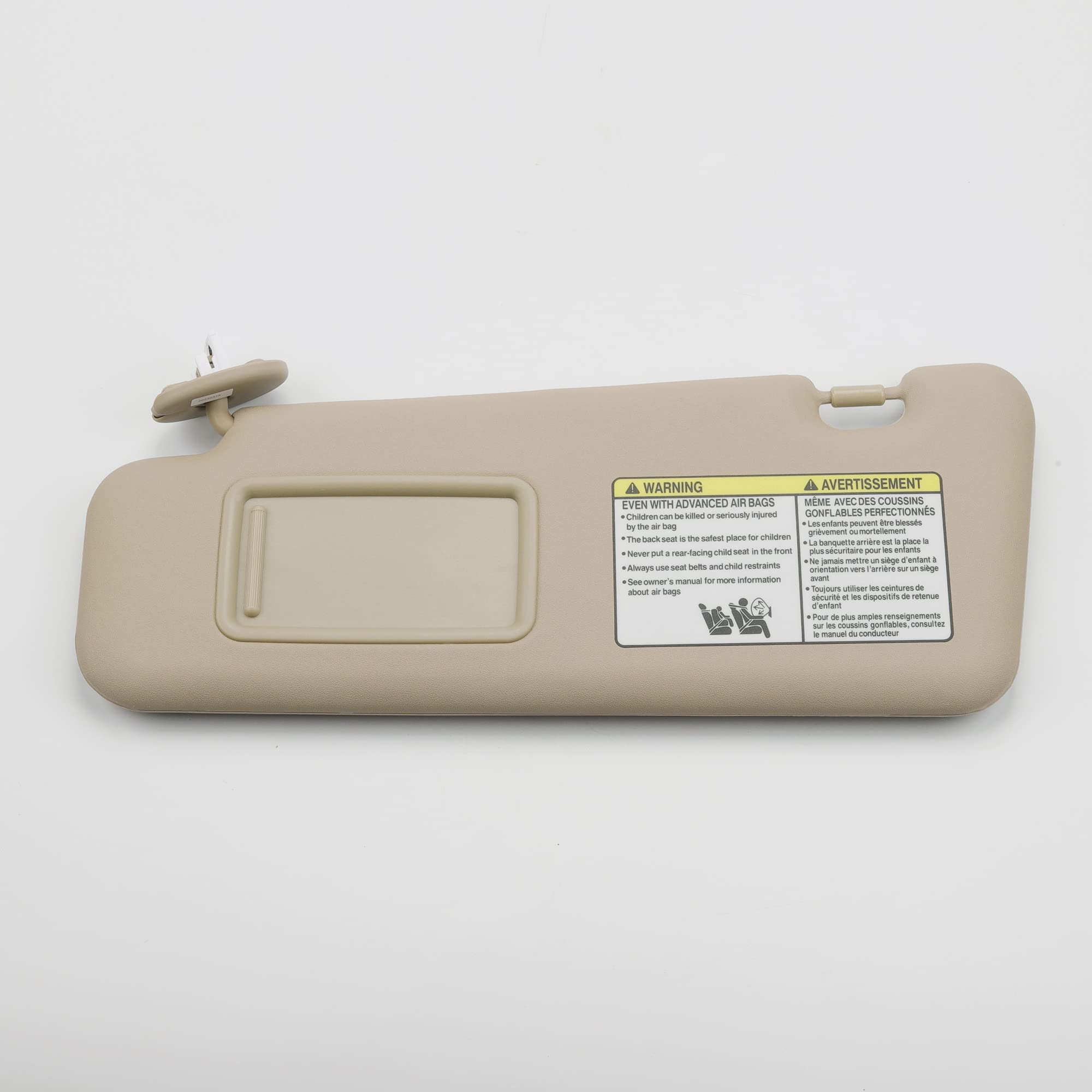 Dasbecan Front Left Driver Side Sun Visor With Light Compatible With Toyota Highlander 2008-2013 74320-48180-E0 (Beige)