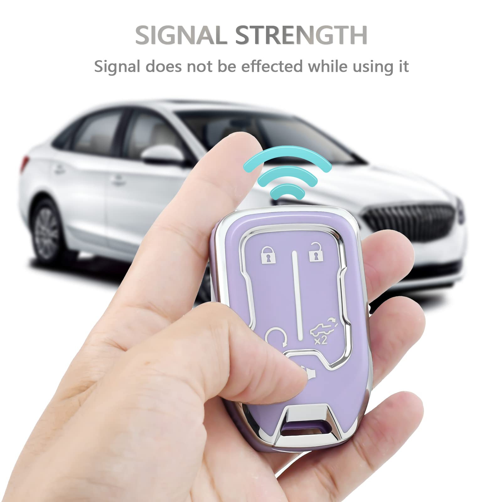 Offcurve Compatible With Gmc Key Fob Cover Key Fob Case For Chevy Suburban Tahoe Terrain Acadia Yukon Silverado Gmc Sierra 1500 2500Hd 3500Hd Car Accessories Smart Key Protector, Purple