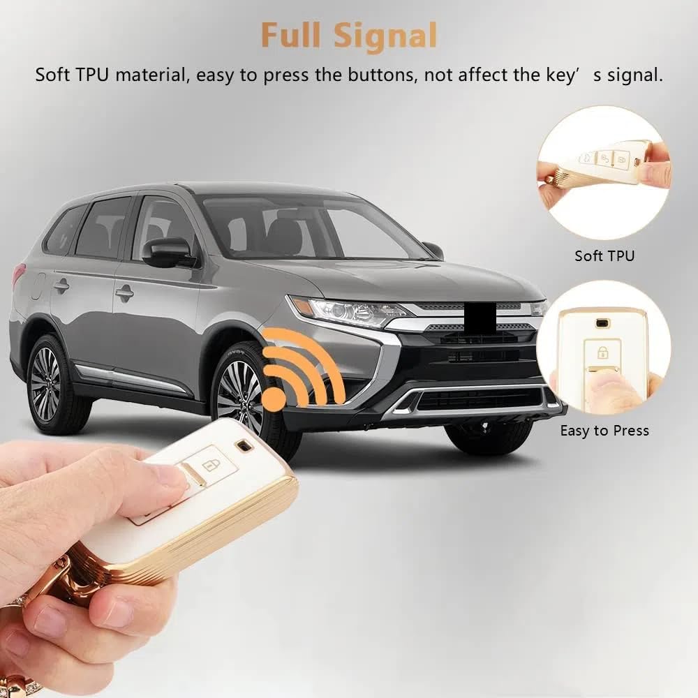 Pifoog Key Fob Cover For Mitsubishi Accessories Outlander Lancer Mirage Car Keys Shell Case Protector Full Covers Bling Keychain